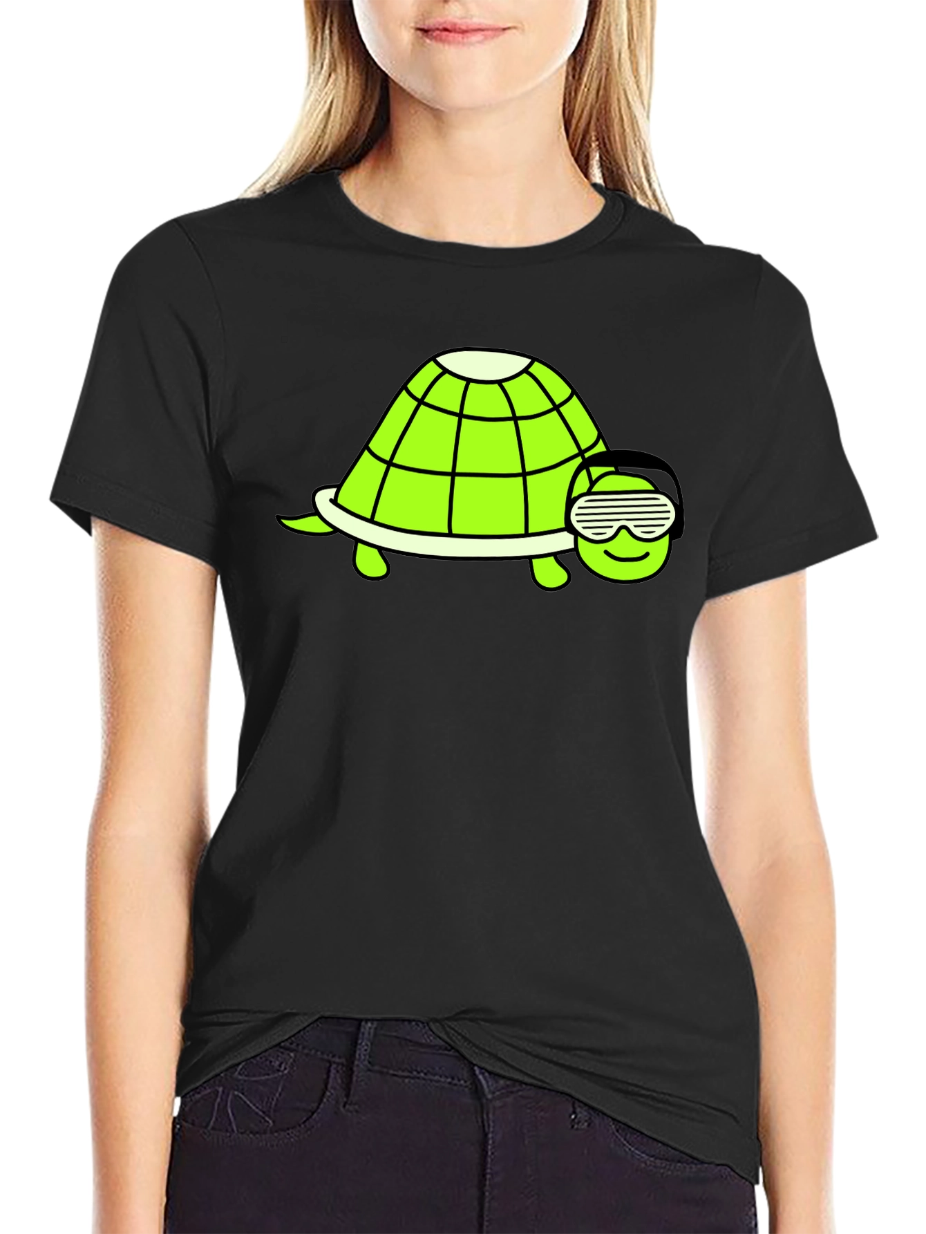 Black Cool Turtle Graphic T-Shirt - Black view 2