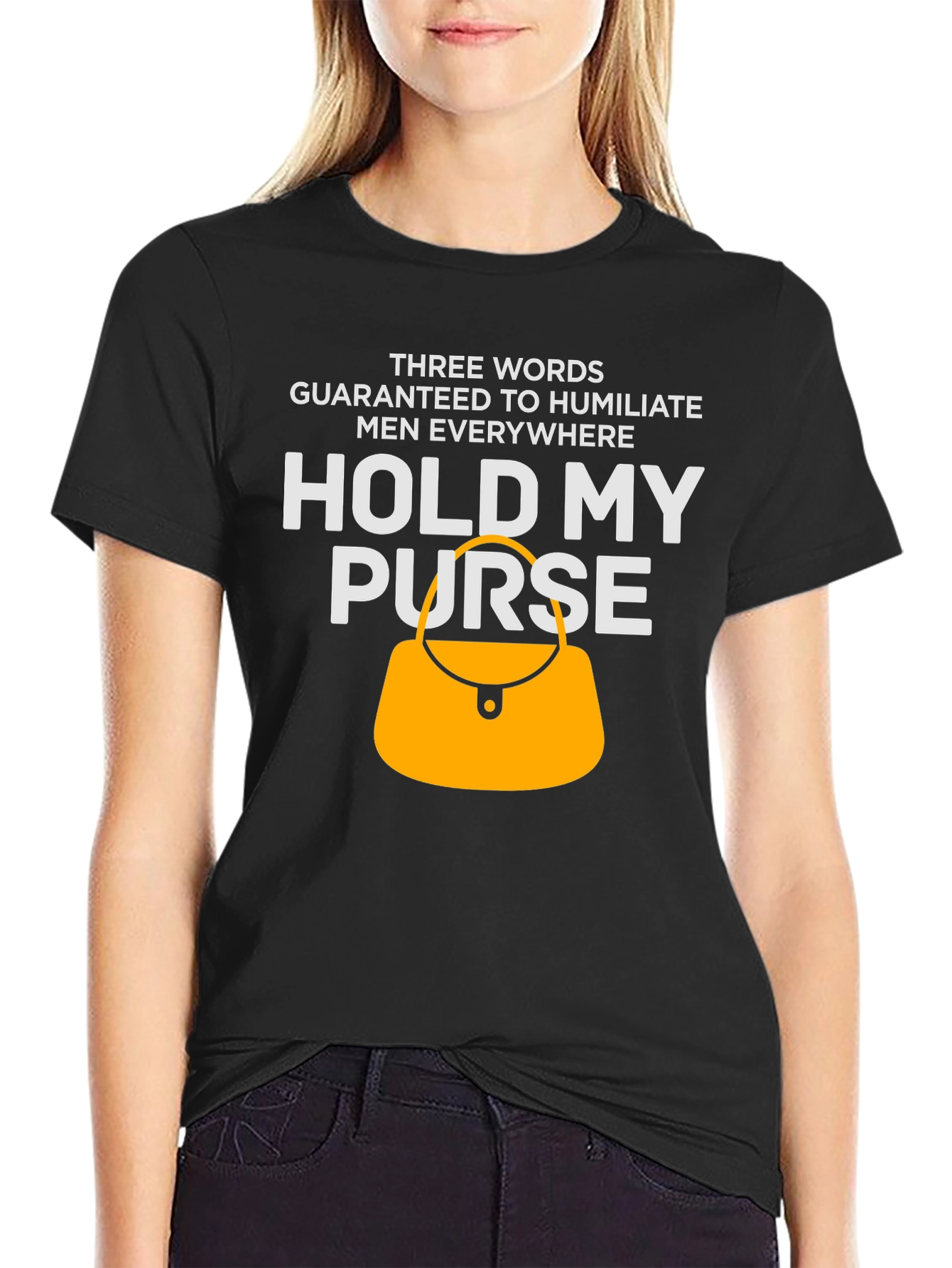 Black Humorous Graphic Tee - Hold My Purse view 2