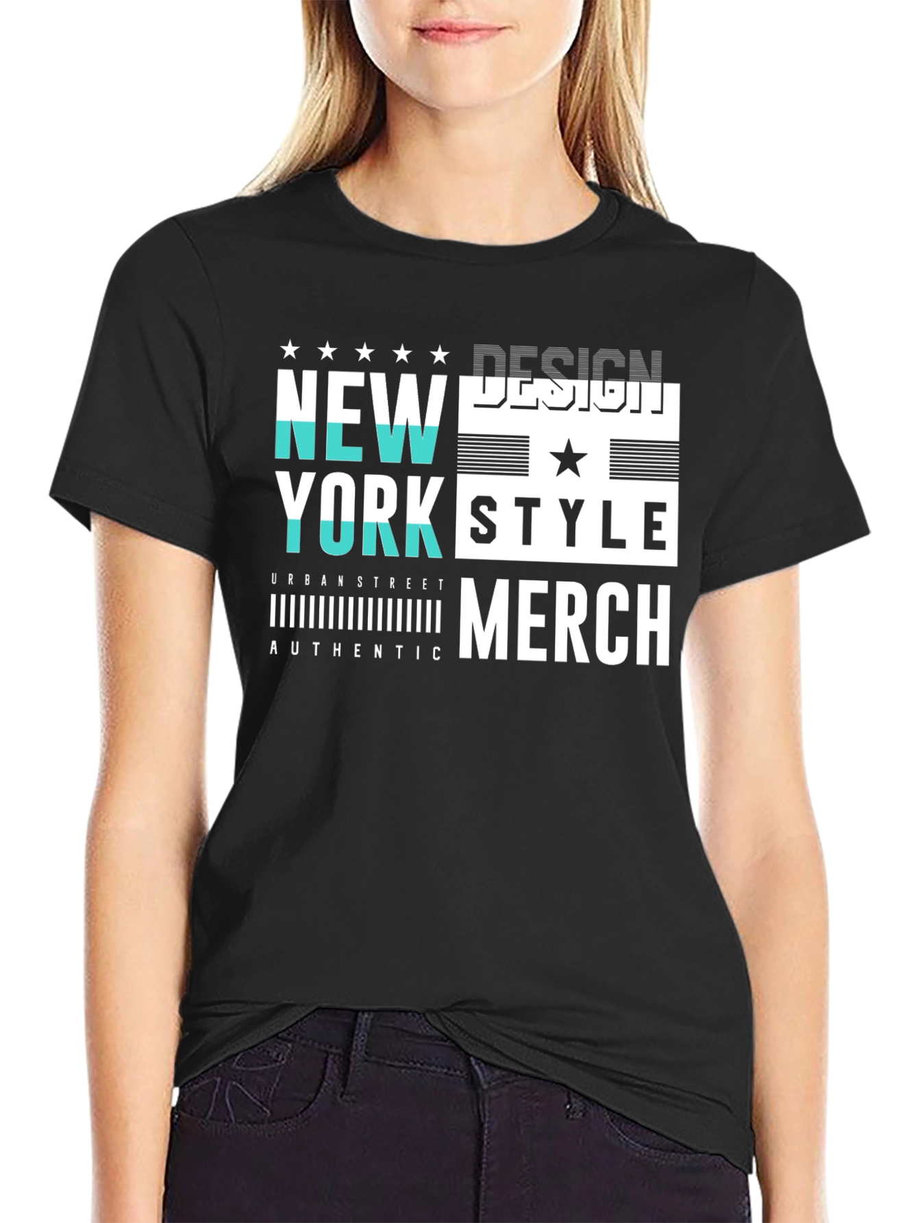 Black New York Style Graphic Print Black T-Shirt view 2