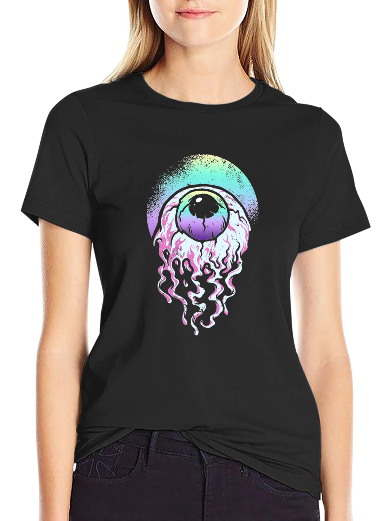 Black Eyeball Graphic Black T-Shirt view 2