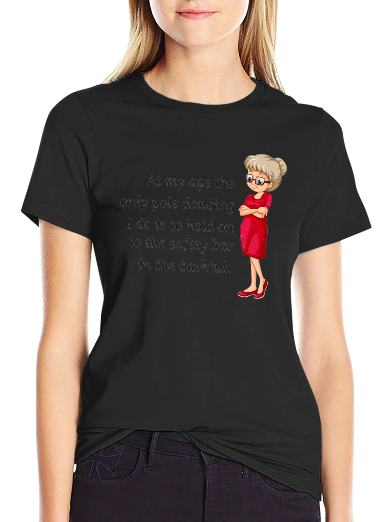 Black Funny Grandma Pole Dancing T-Shirt view 2