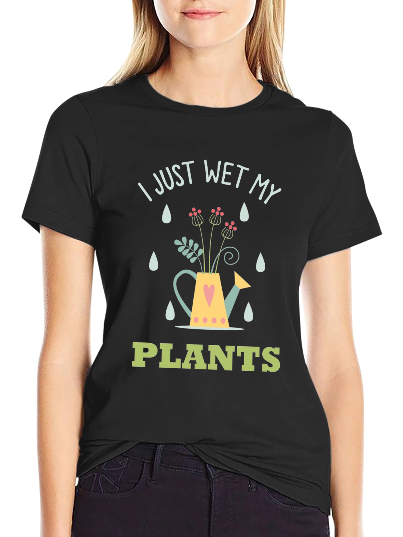 Black I Just Wet My Plants Graphic T-Shirt view 2