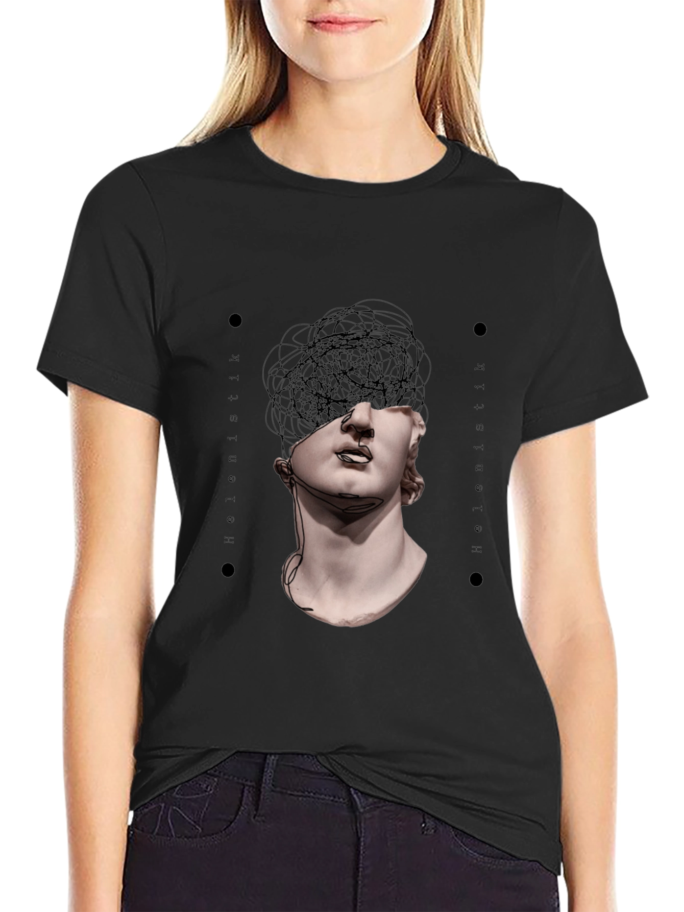 Black Abstract Sculpture Graphic Tee view 2