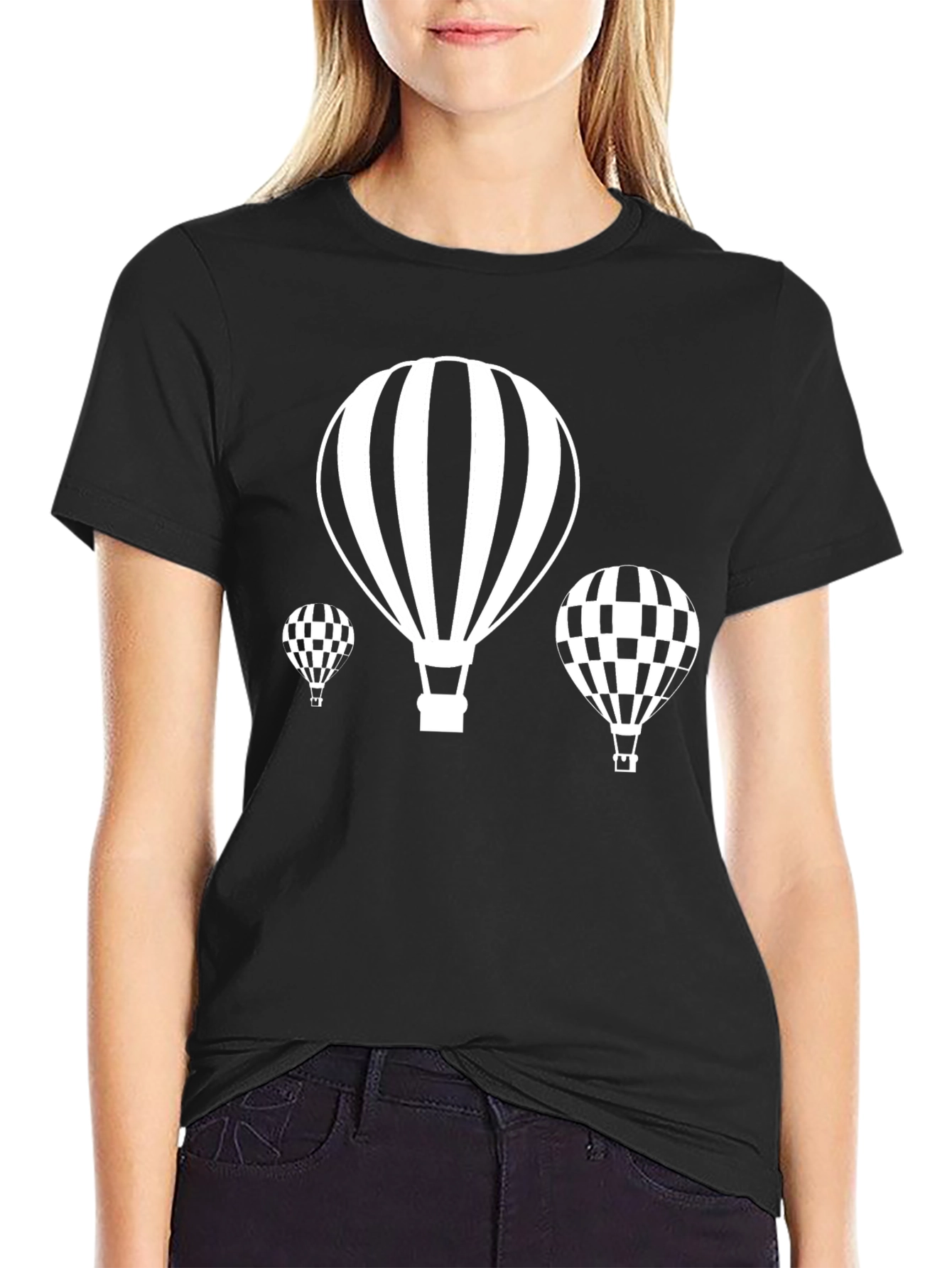Black Hot Air Balloon T-Shirt - Stylish Graphic Tee view 2