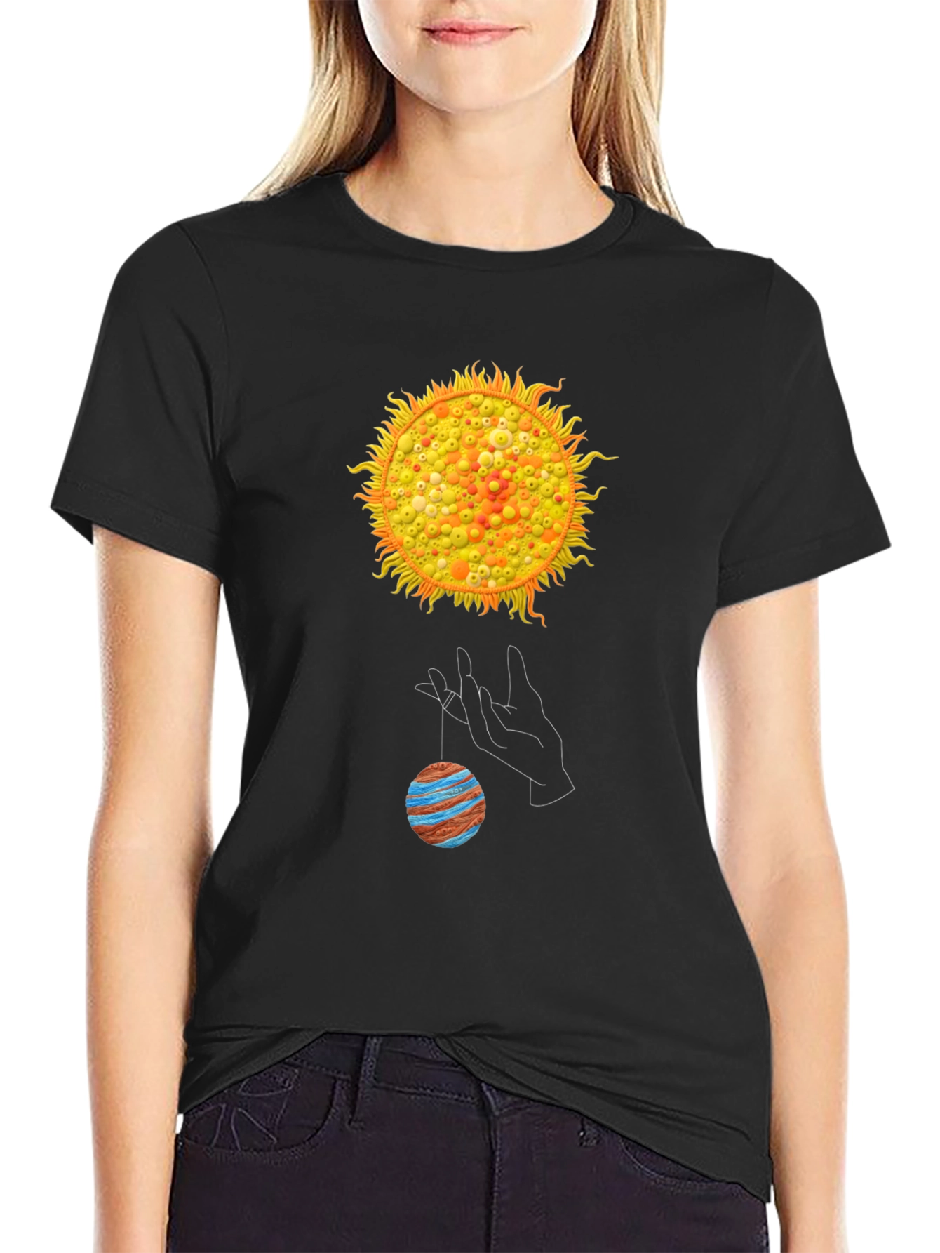 Black Solar System Graphic T-Shirt view 2