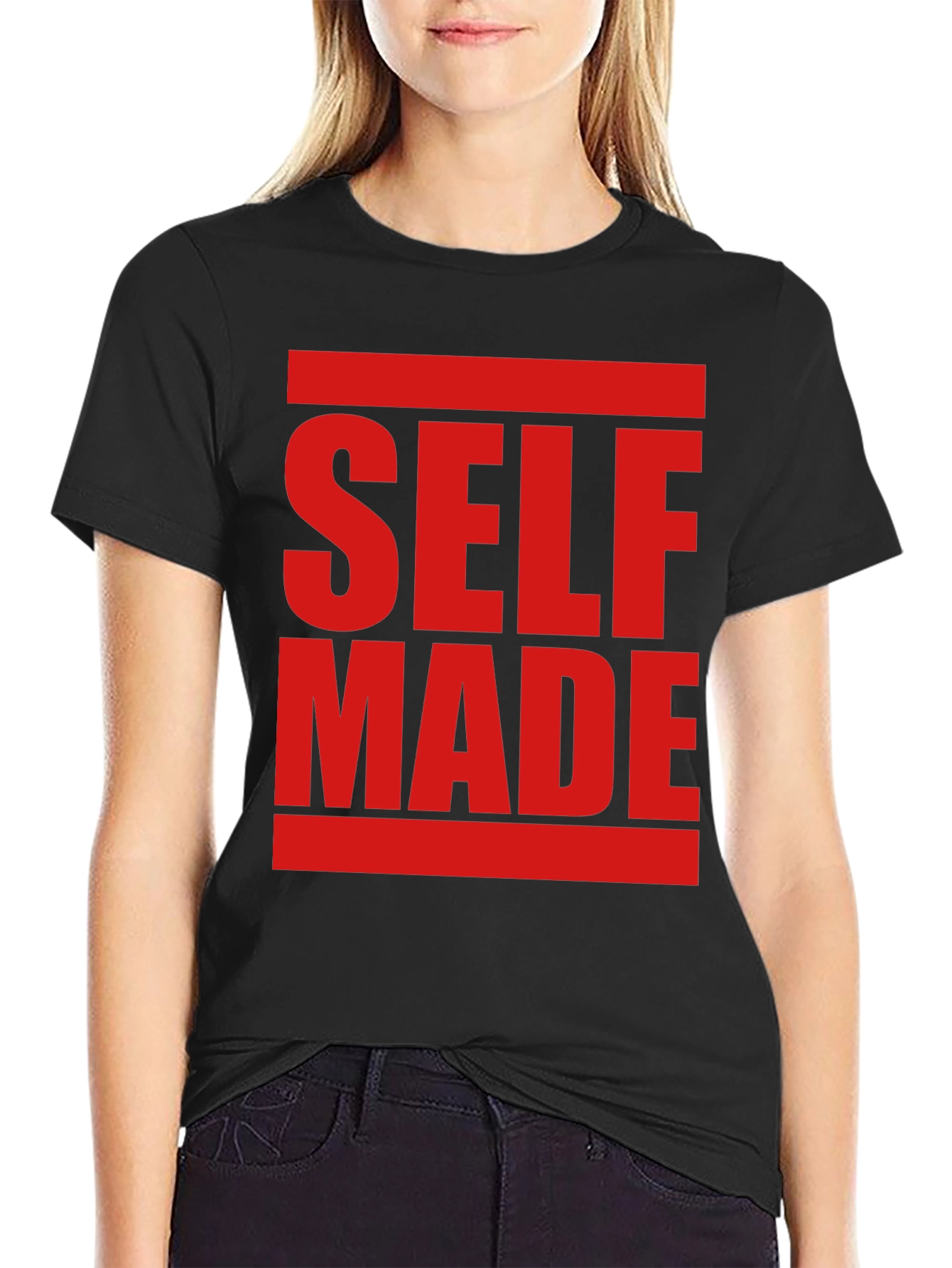 Black Self Made Graphic Tee - Bold Statement Shirt view 2