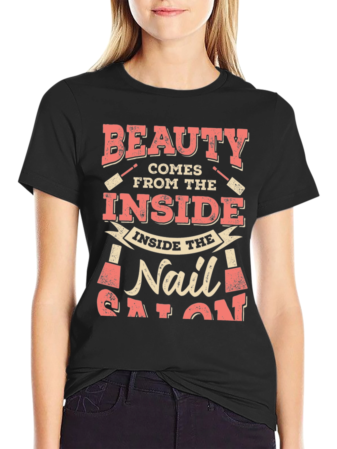 Black Beauty Comes From the Inside Nail Salon T-Shirt view 2