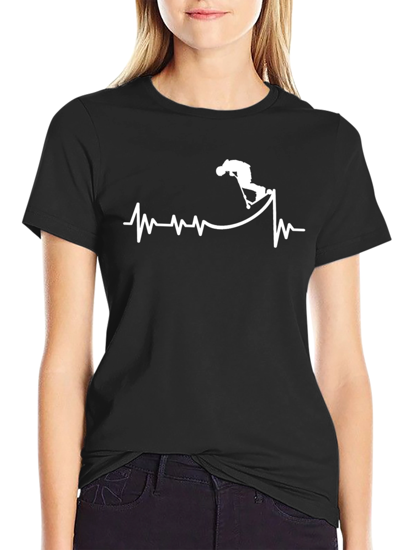 Black Scooter Heartbeat Graphic Tee - Black view 2