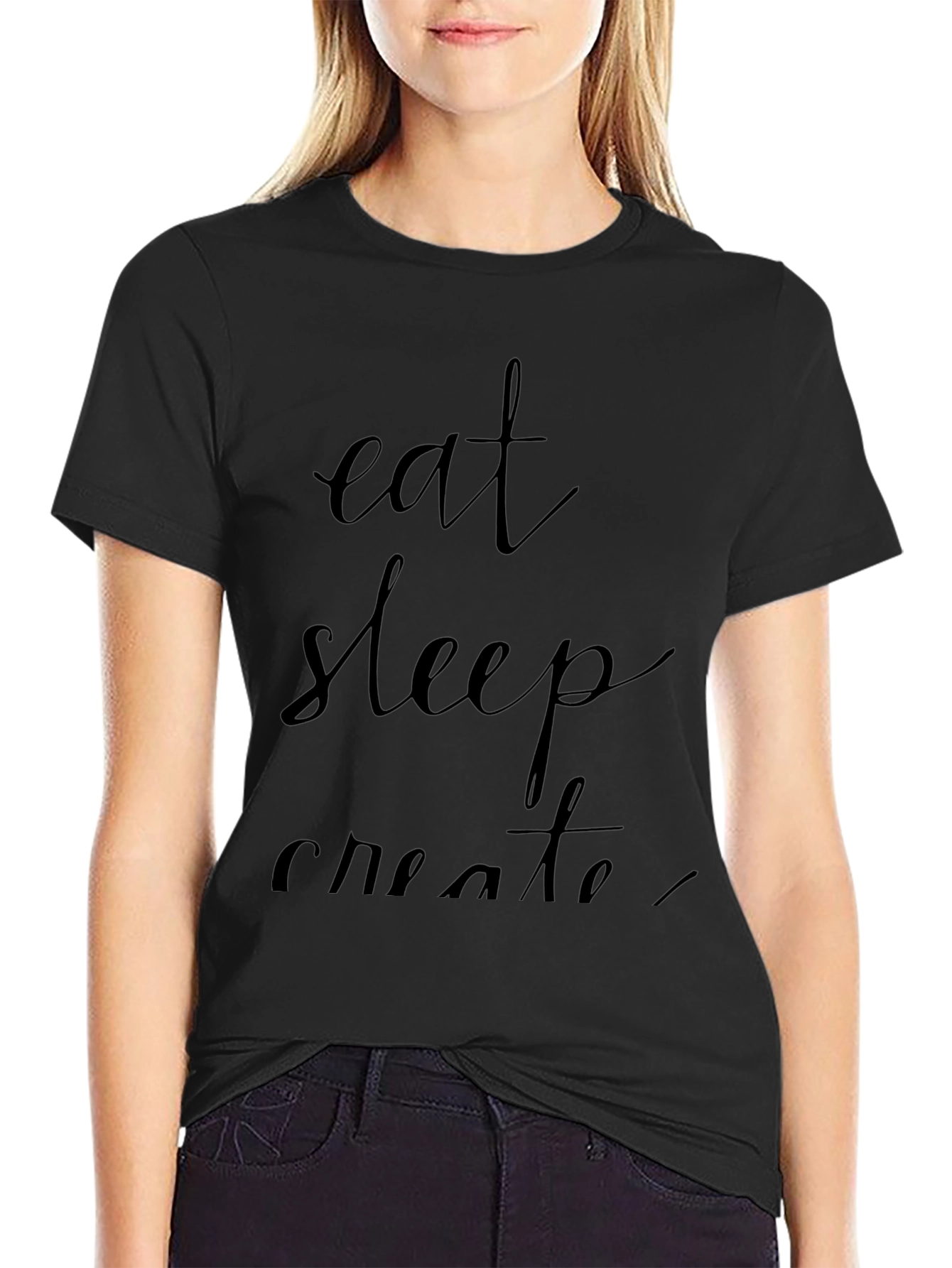 Black Eat Sleep Create T-Shirt view 2