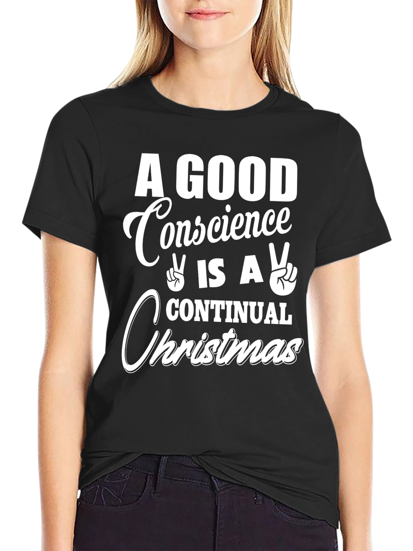 Black A Good Conscience Christmas Graphic Tee view 2
