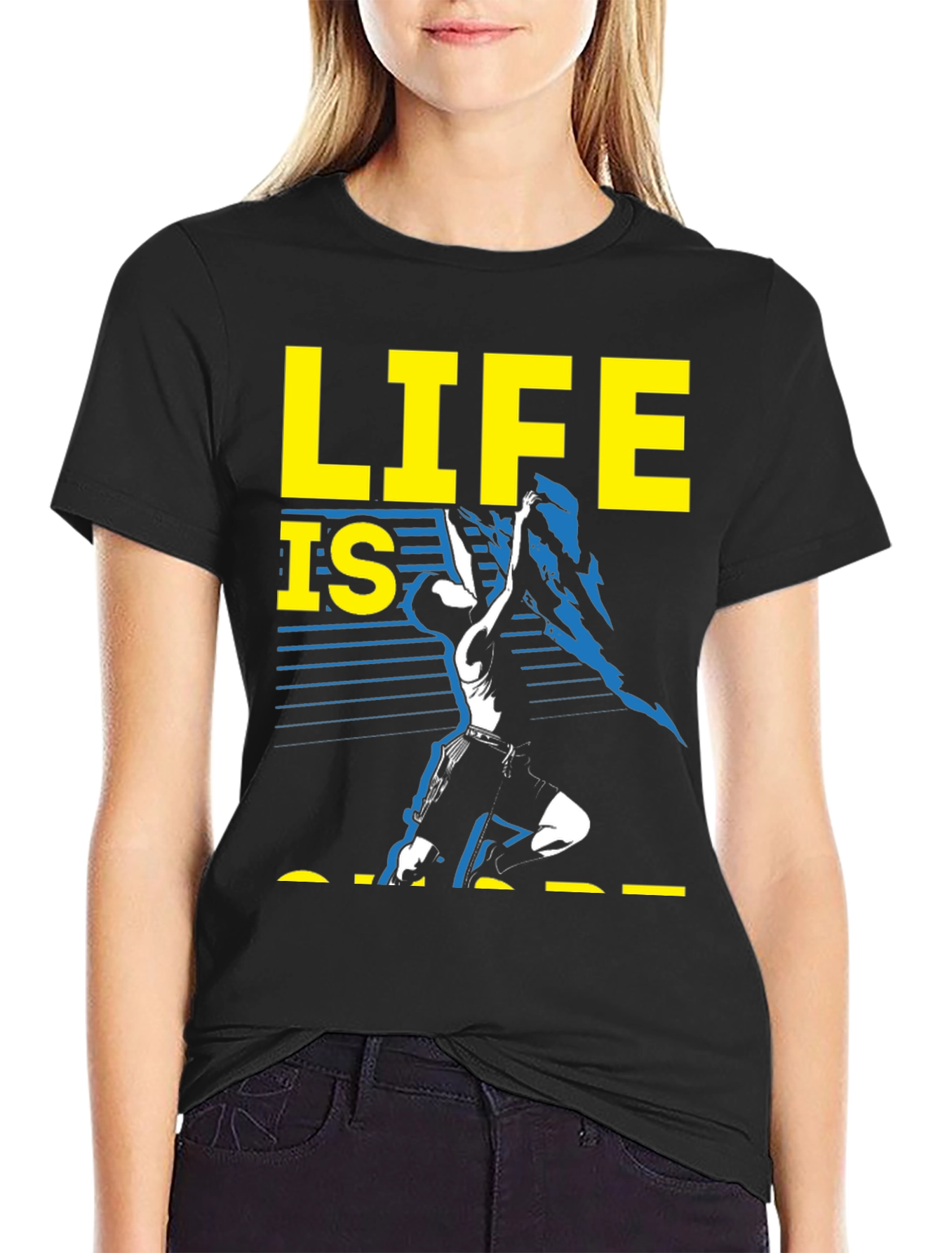 Black Life is Short T-Shirt Graphic Tee view 2