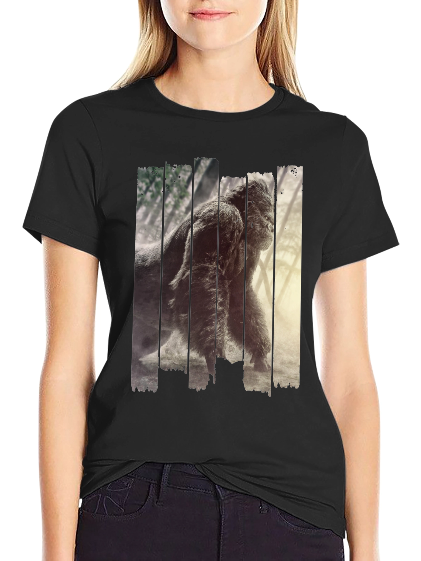 Black Gorilla Graphic Black T-Shirt view 2