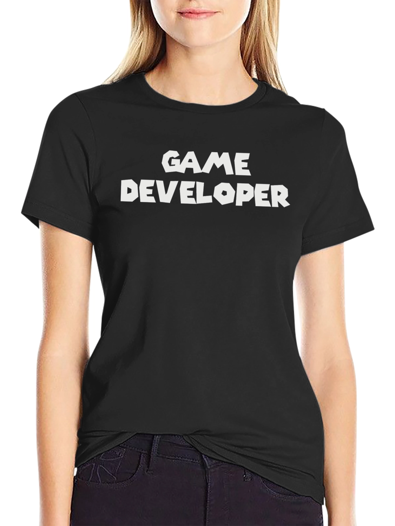 Black Game Developer Black T-Shirt - Gamer Apparel view 2