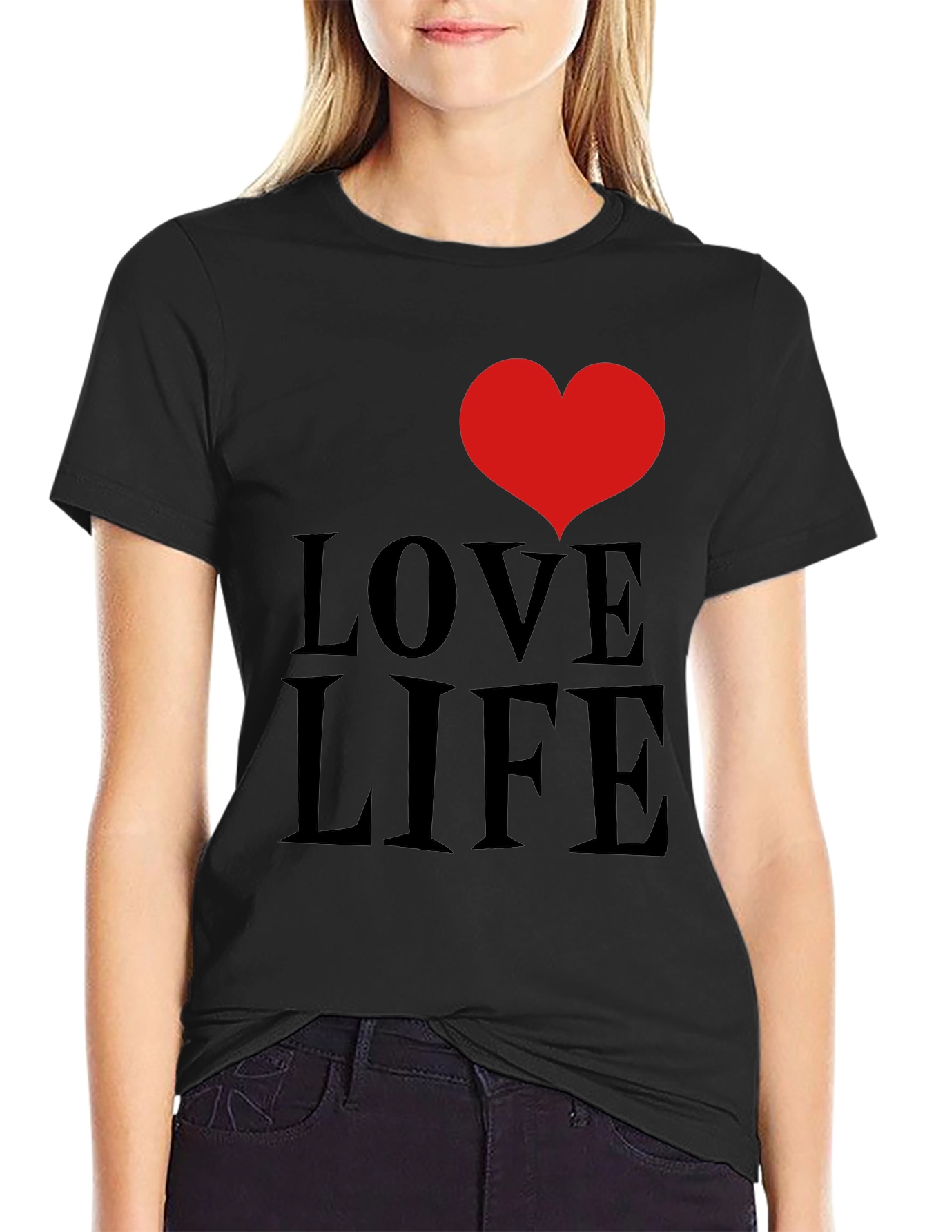 Black Love Life Graphic Tee - Black Cotton Comfort view 2