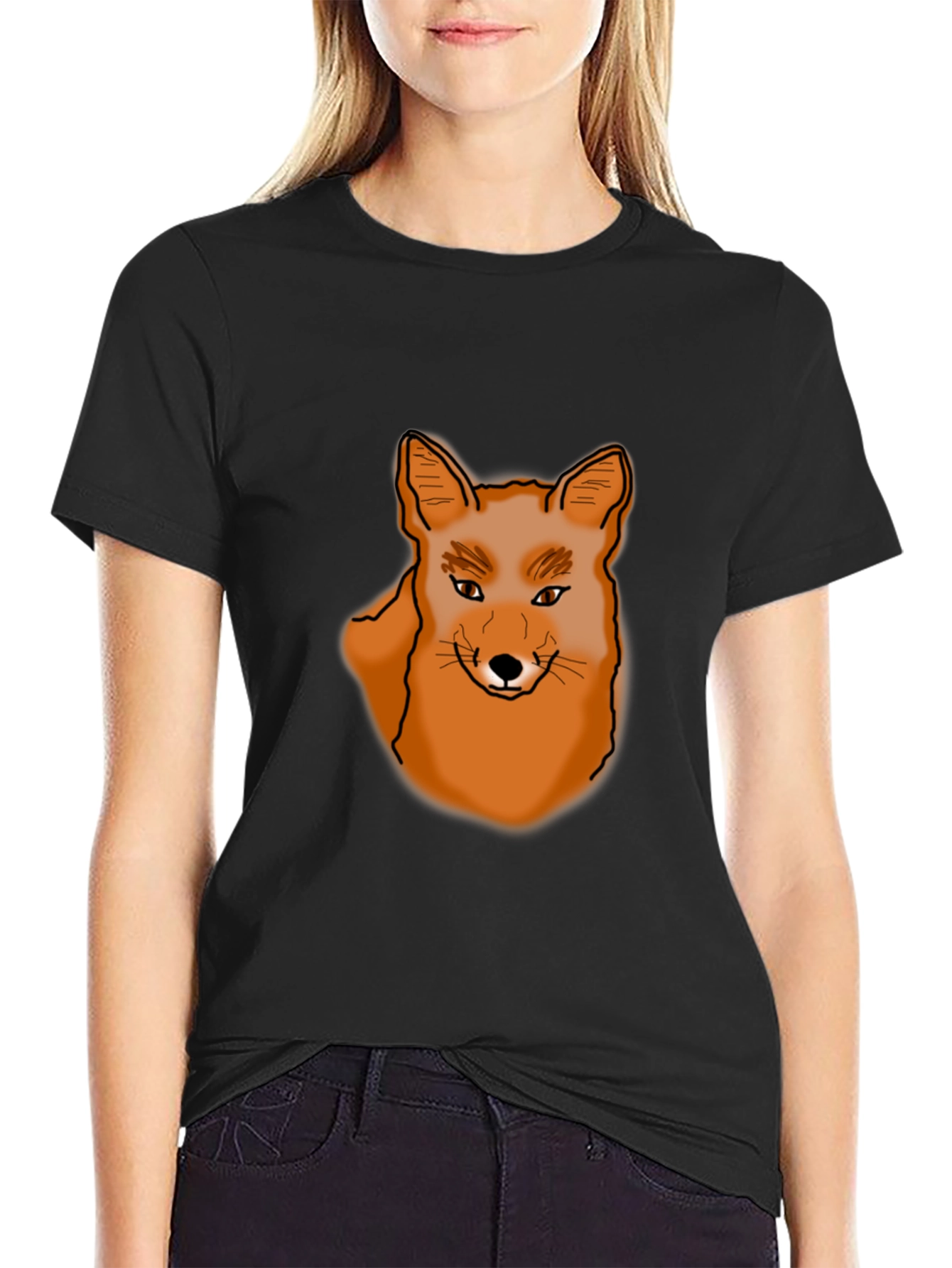 Black Fox Graphic Print Black T-Shirt view 2