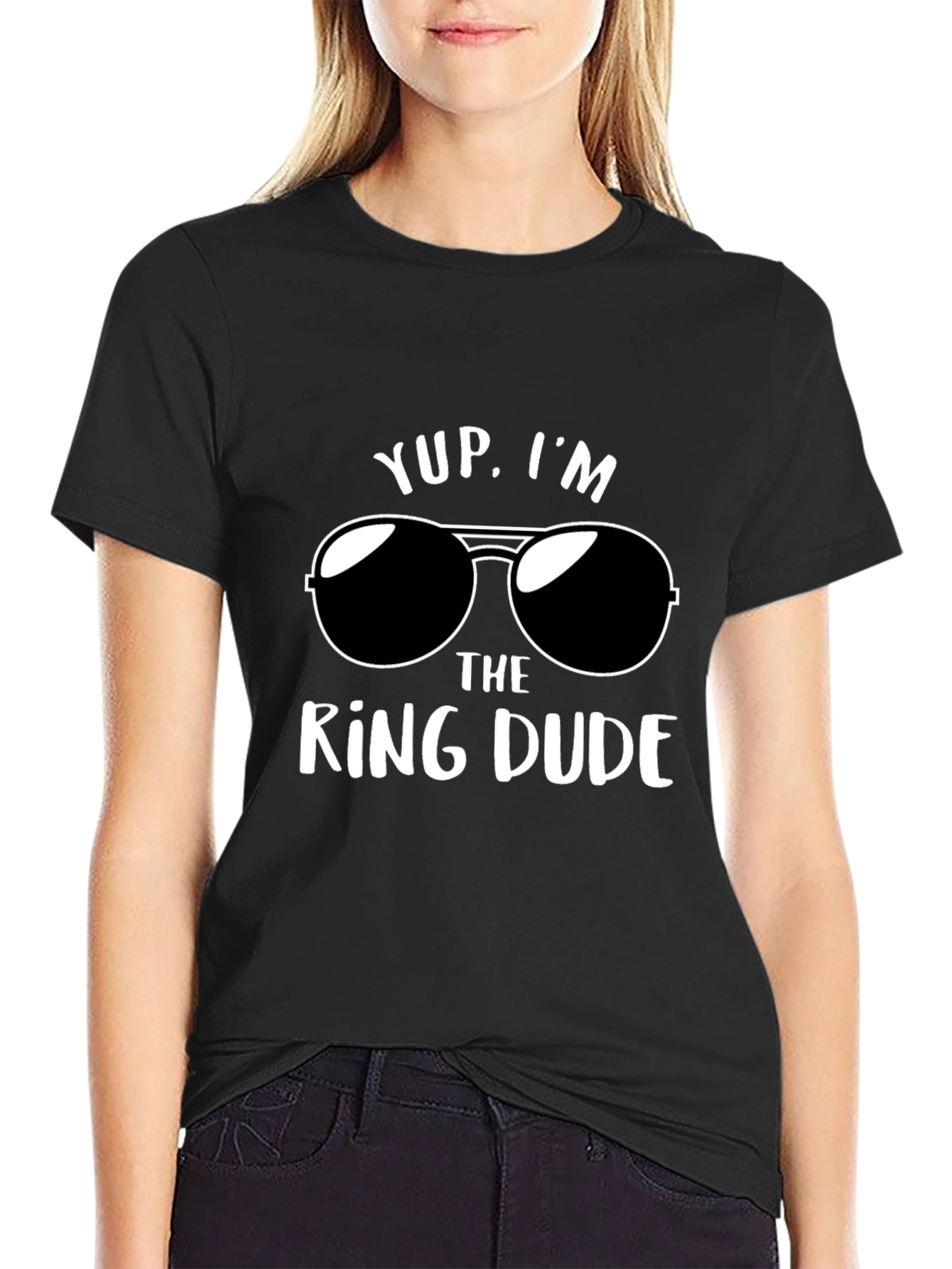 Black Yup, I'm The Ring Dude T-Shirt - Funny Wedding Apparel view 2
