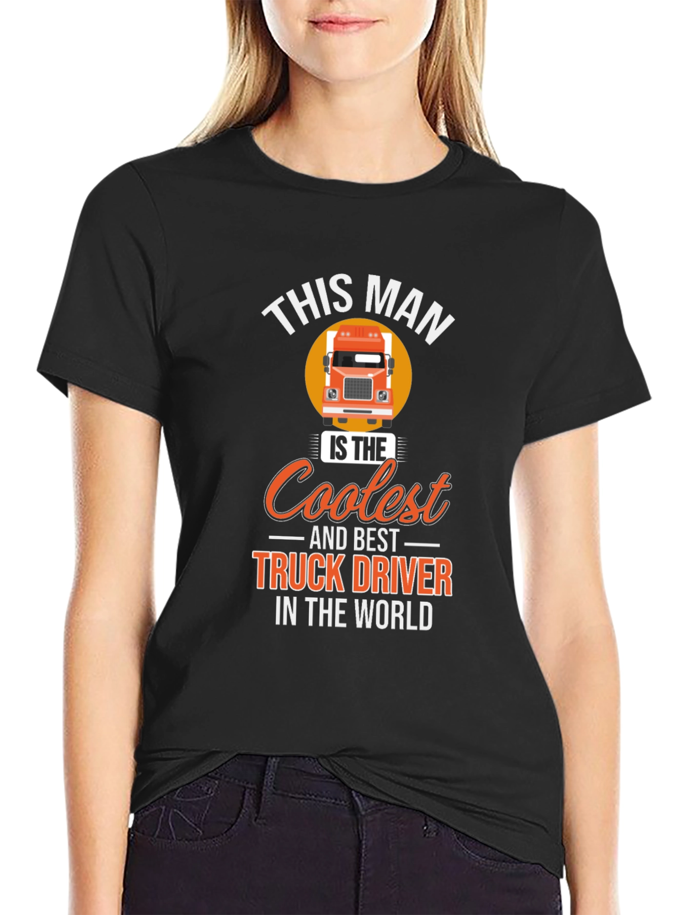 Black Coolest Truck Driver T-Shirt - Black Cotton Tee view 2