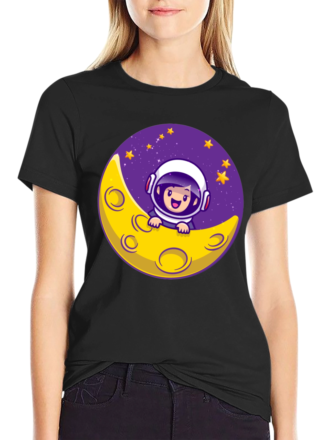 Black Astronaut Moon T-Shirt view 2