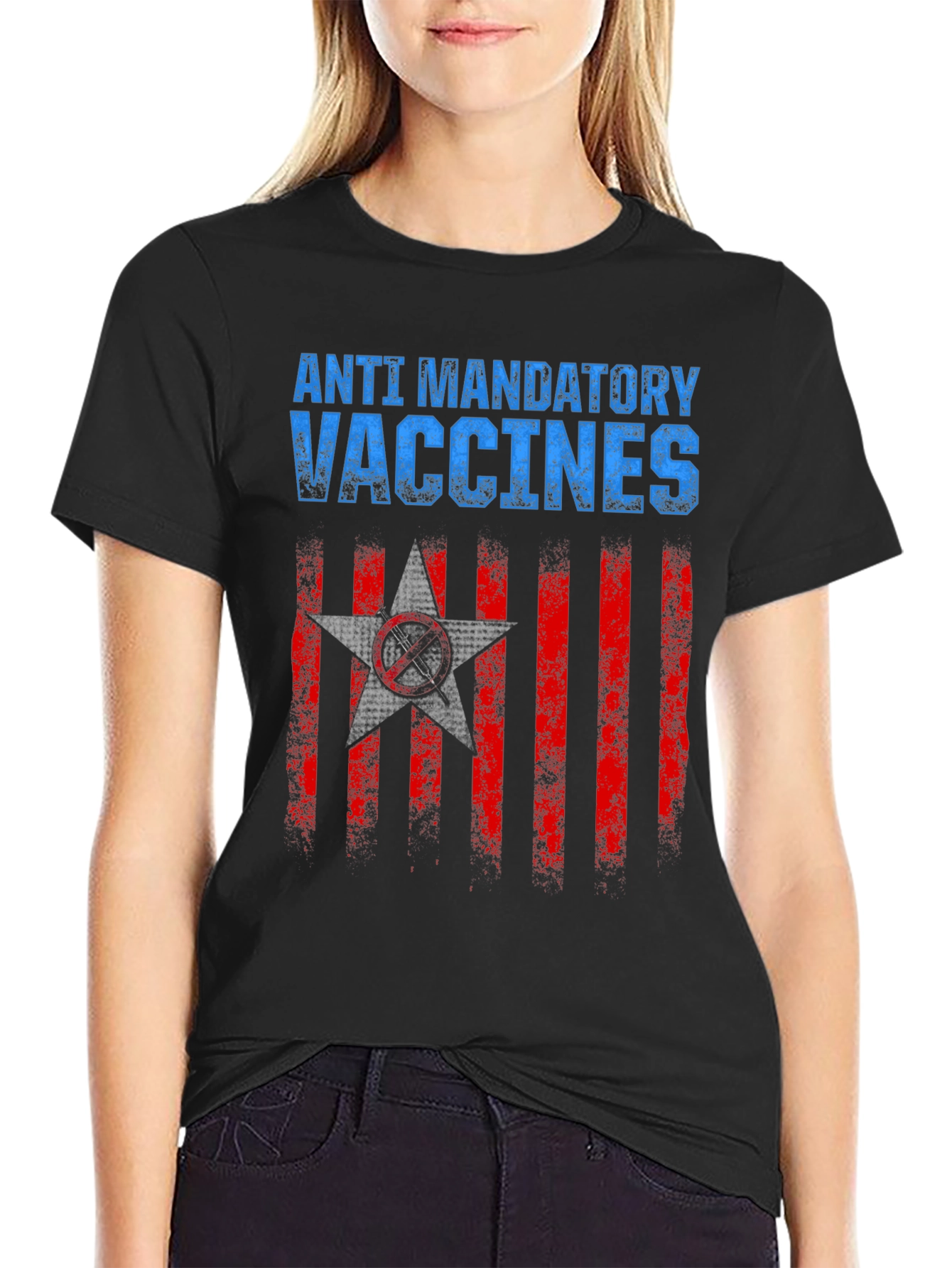 Black Anti Mandatory Vaccines T-Shirt Black Cotton view 2