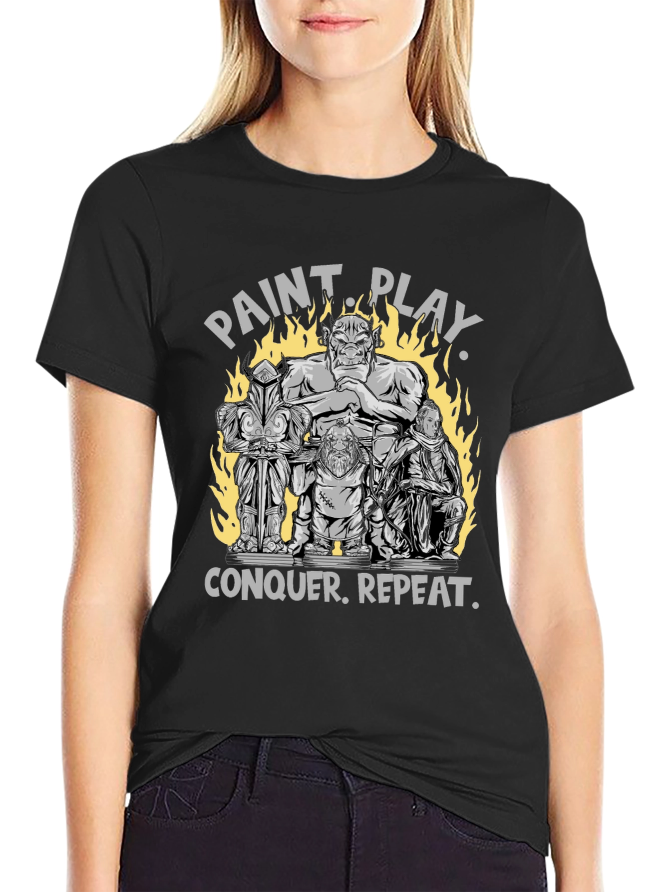 Black Paint Play Conquer Repeat T-Shirt view 2