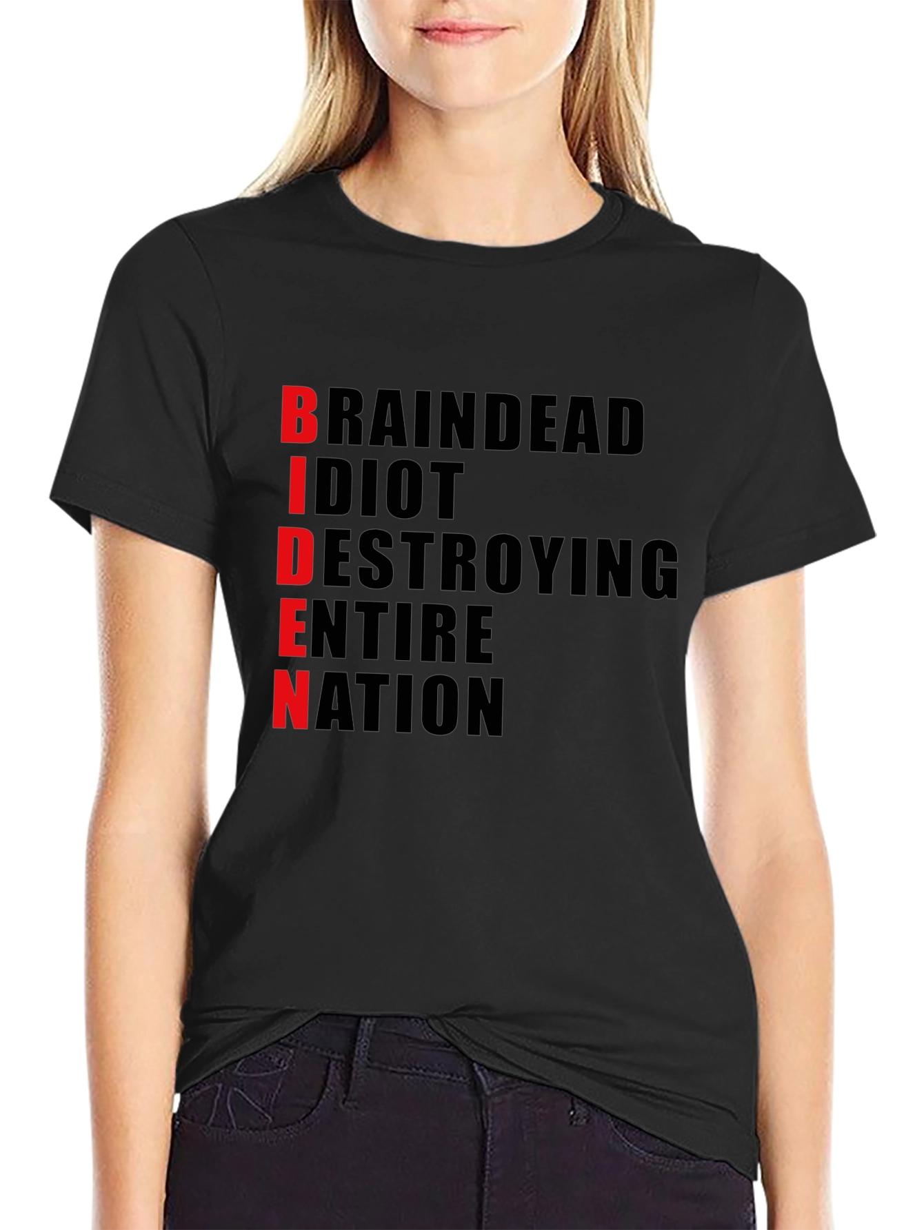 Black Anti-Biden T-Shirt - "BRAINDEAD" Design - Political Statement Tee view 2