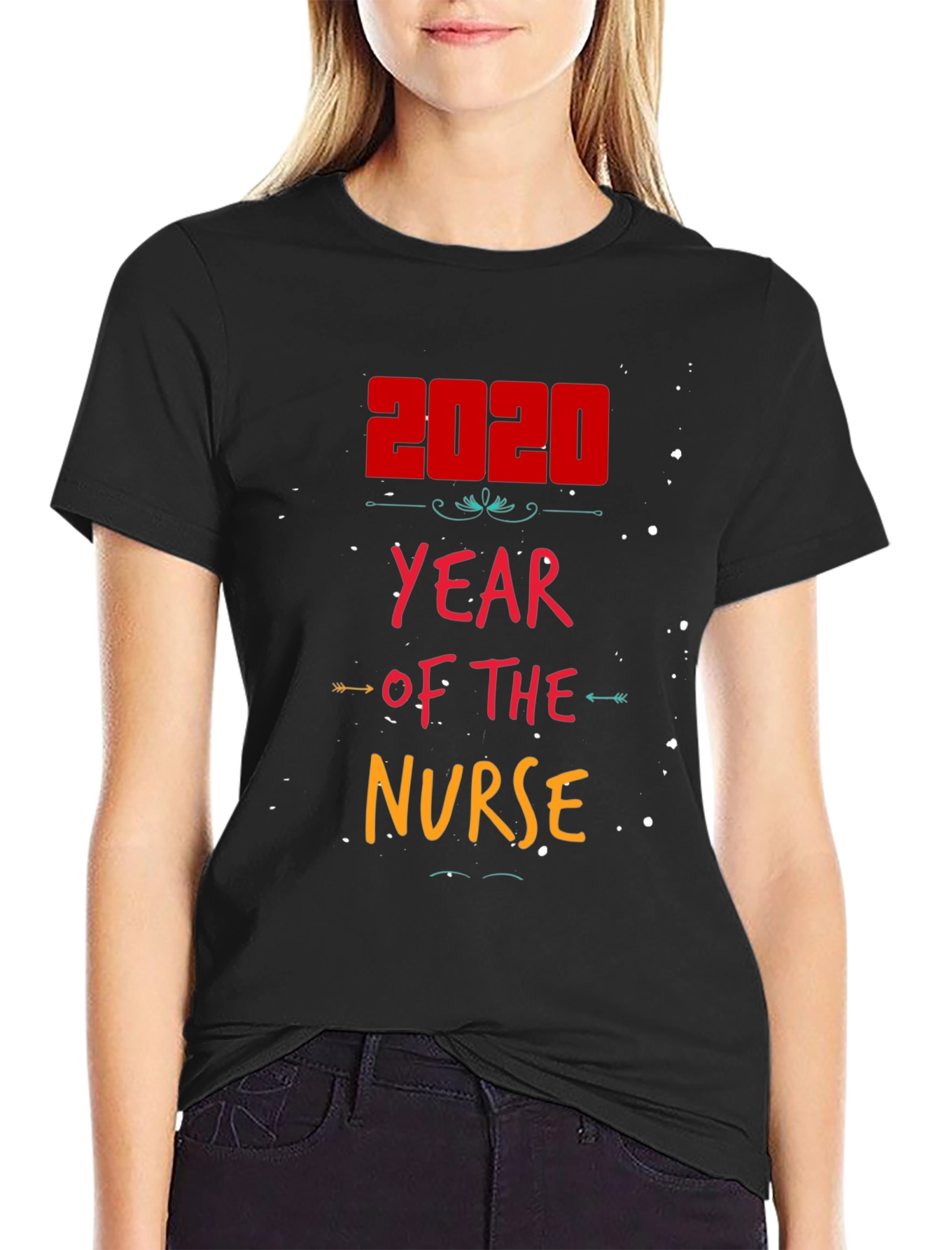 Black 2020 Year of the Nurse T-Shirt view 2