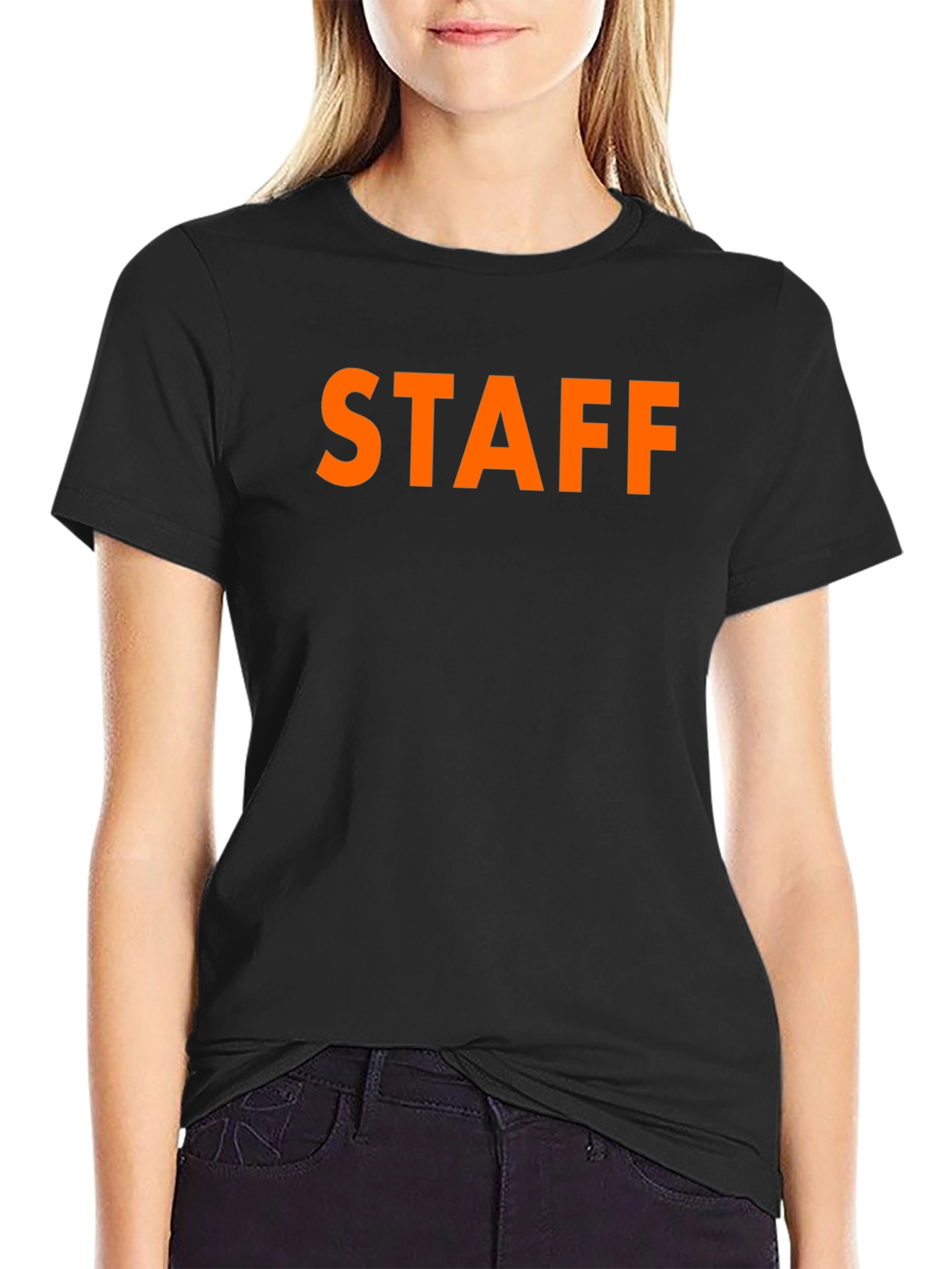 Black Black STAFF T-Shirt Crew Neck Casual Wear view 2