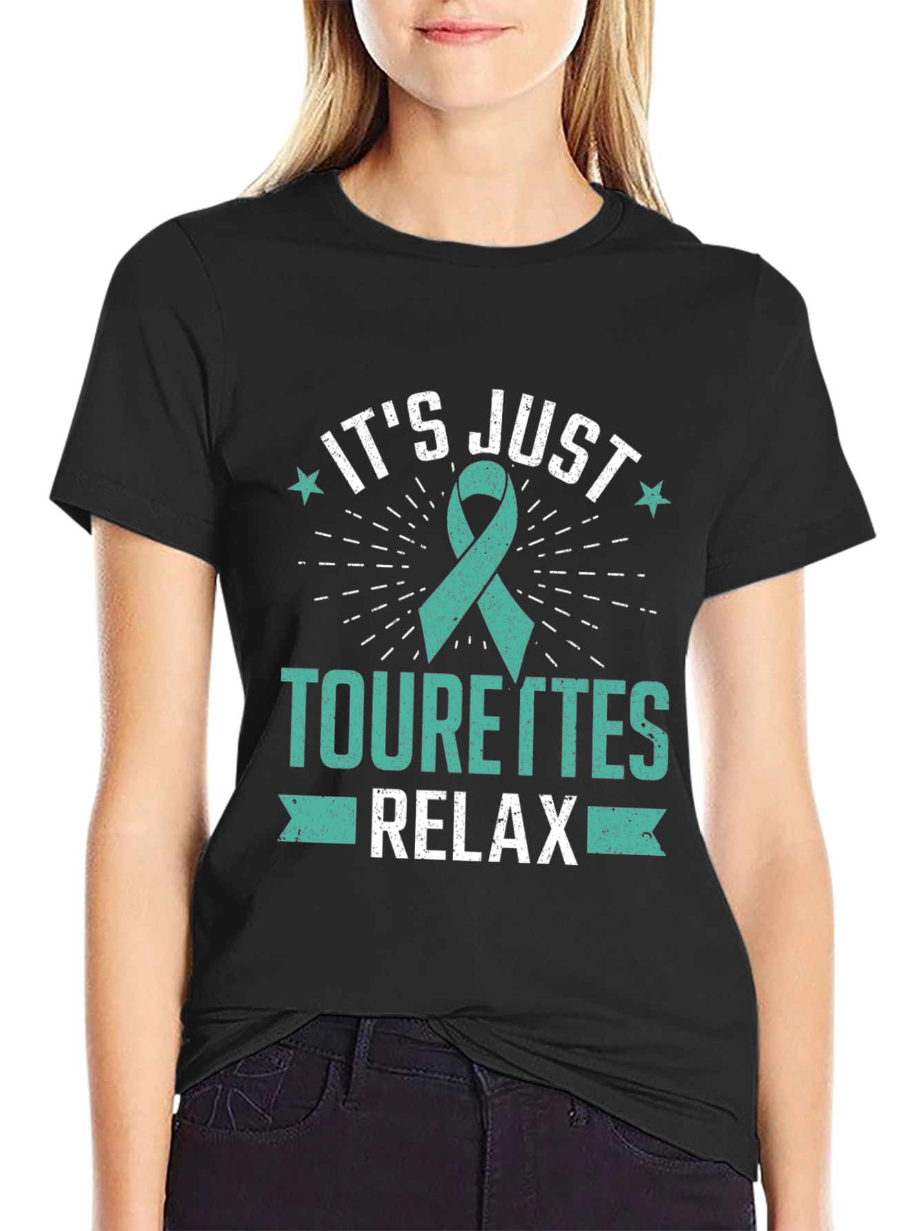 Black Tourette's Awareness T-Shirt - Relax view 2