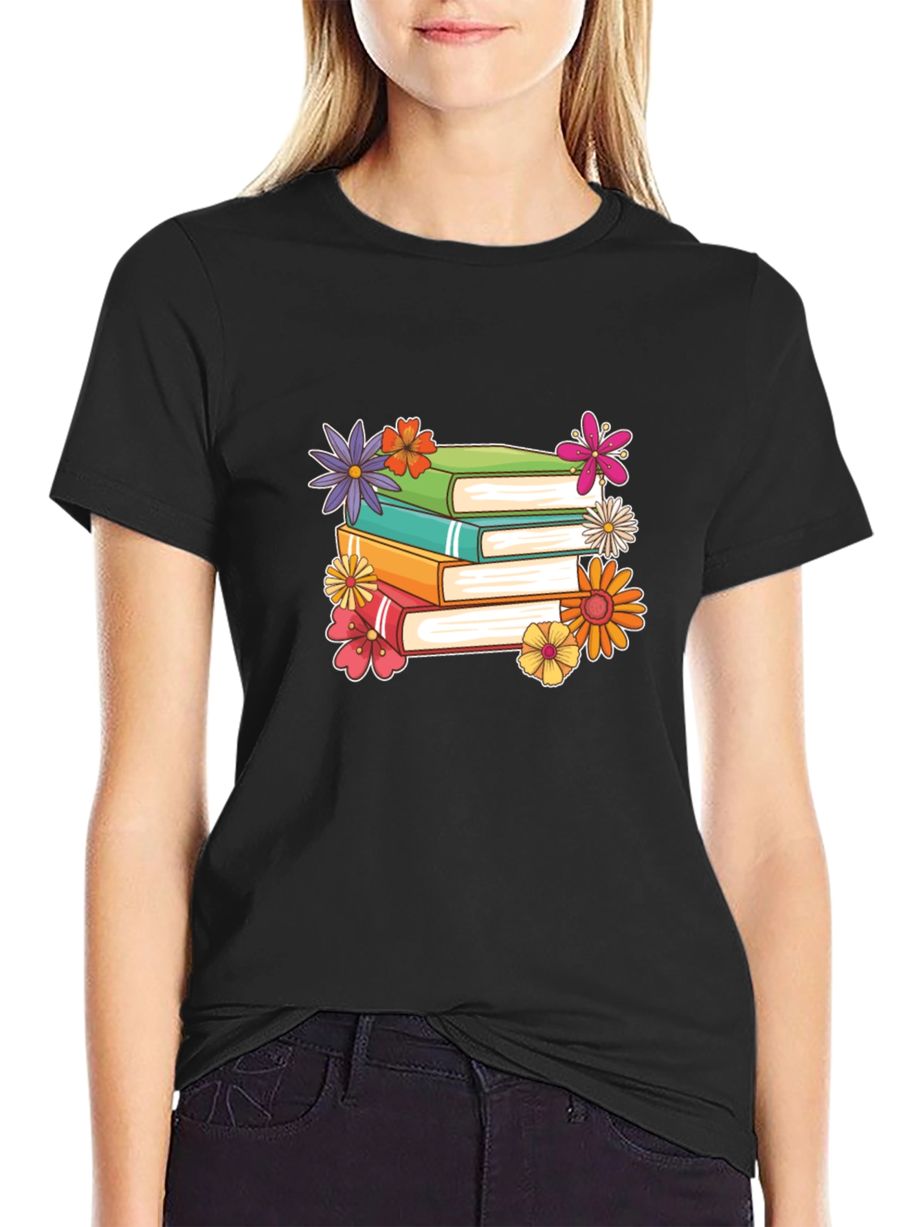 Black Book Lover's Floral Stack T-Shirt view 2