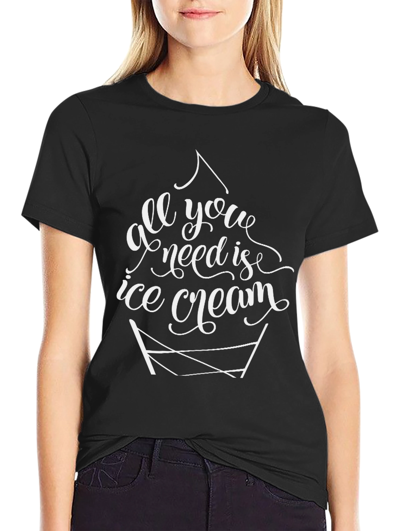 Black All You Need Is Ice Cream T-Shirt view 2