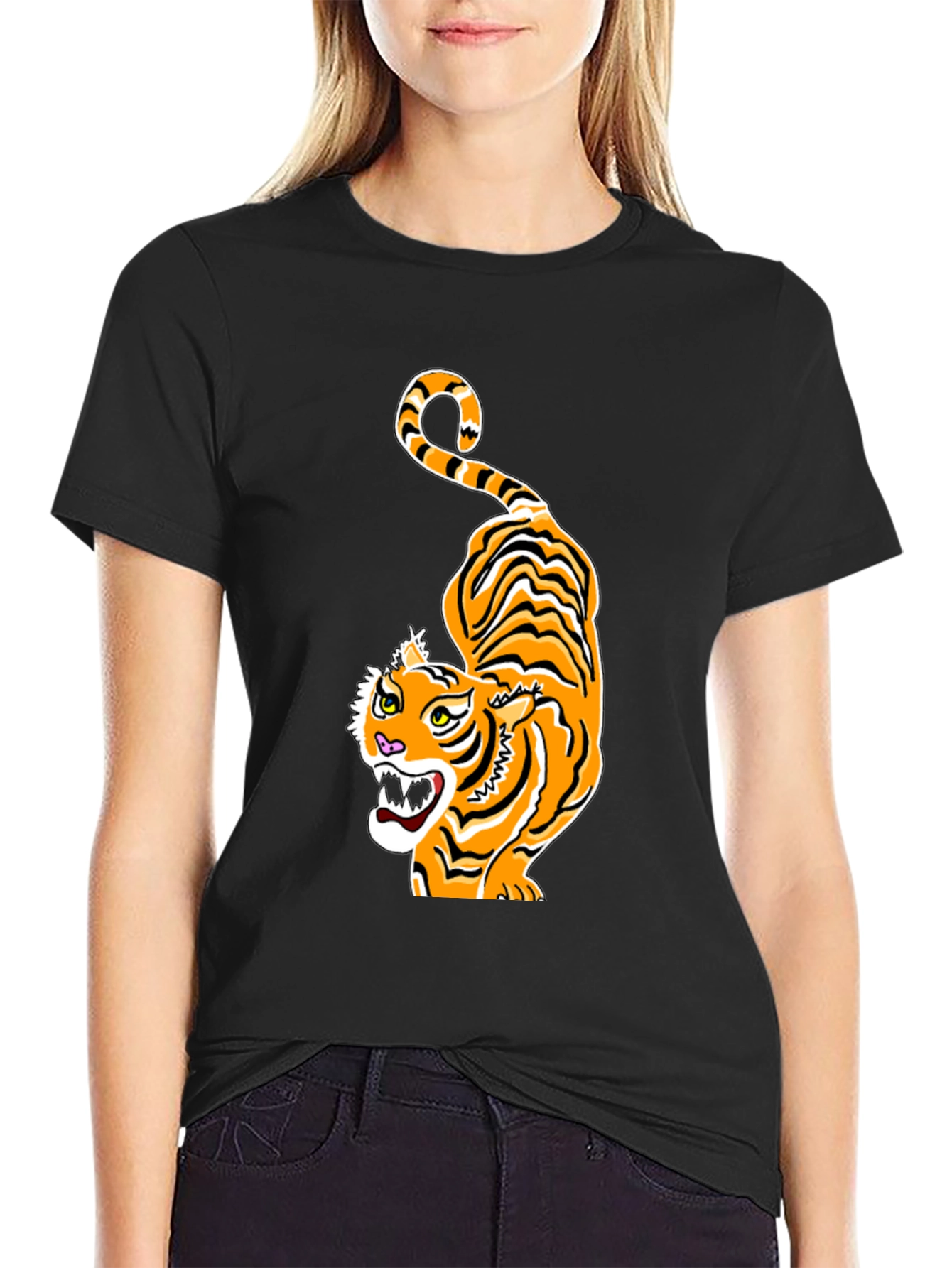Black Tiger Graphic Tee - Black Crew Neck view 2