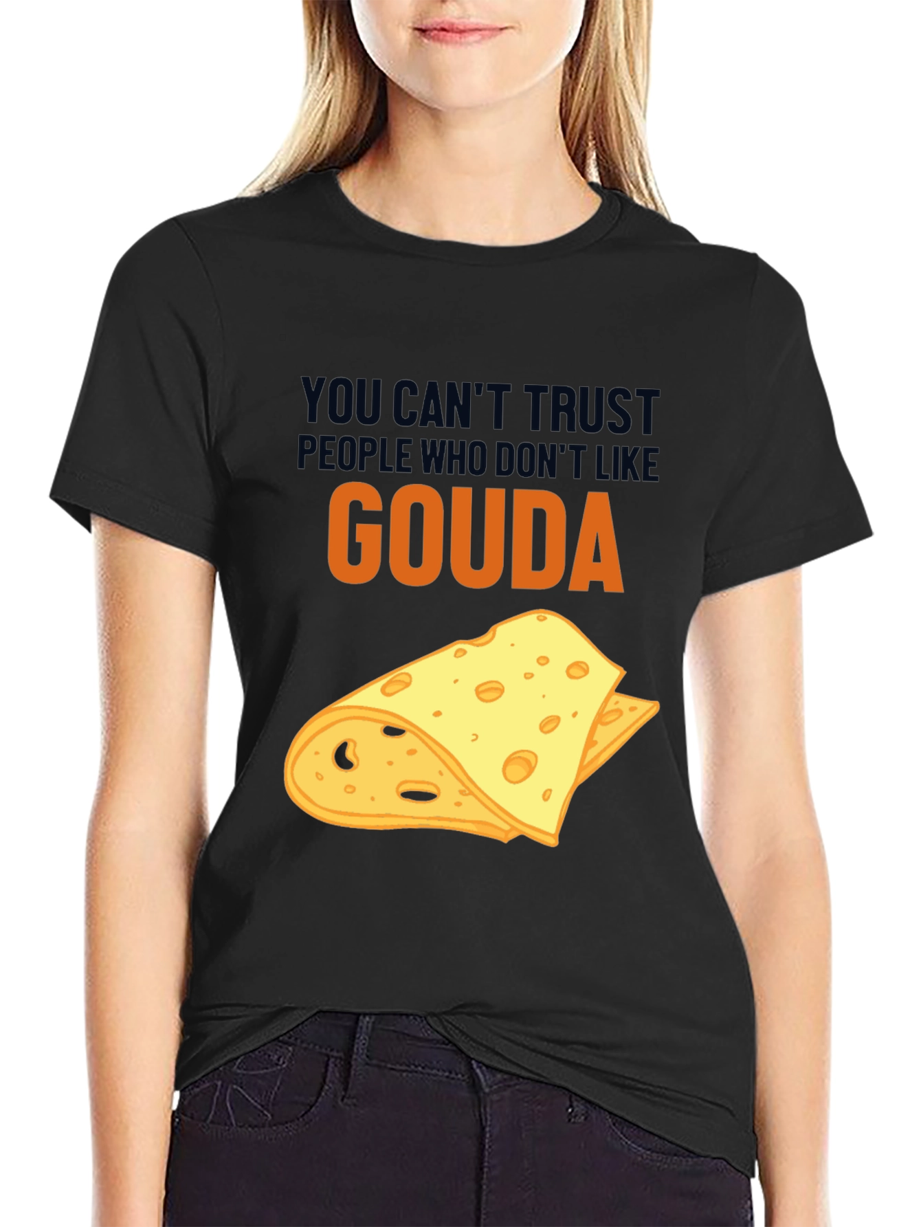 Black Gouda Cheese Lover T-Shirt Funny Foodie Tee view 2