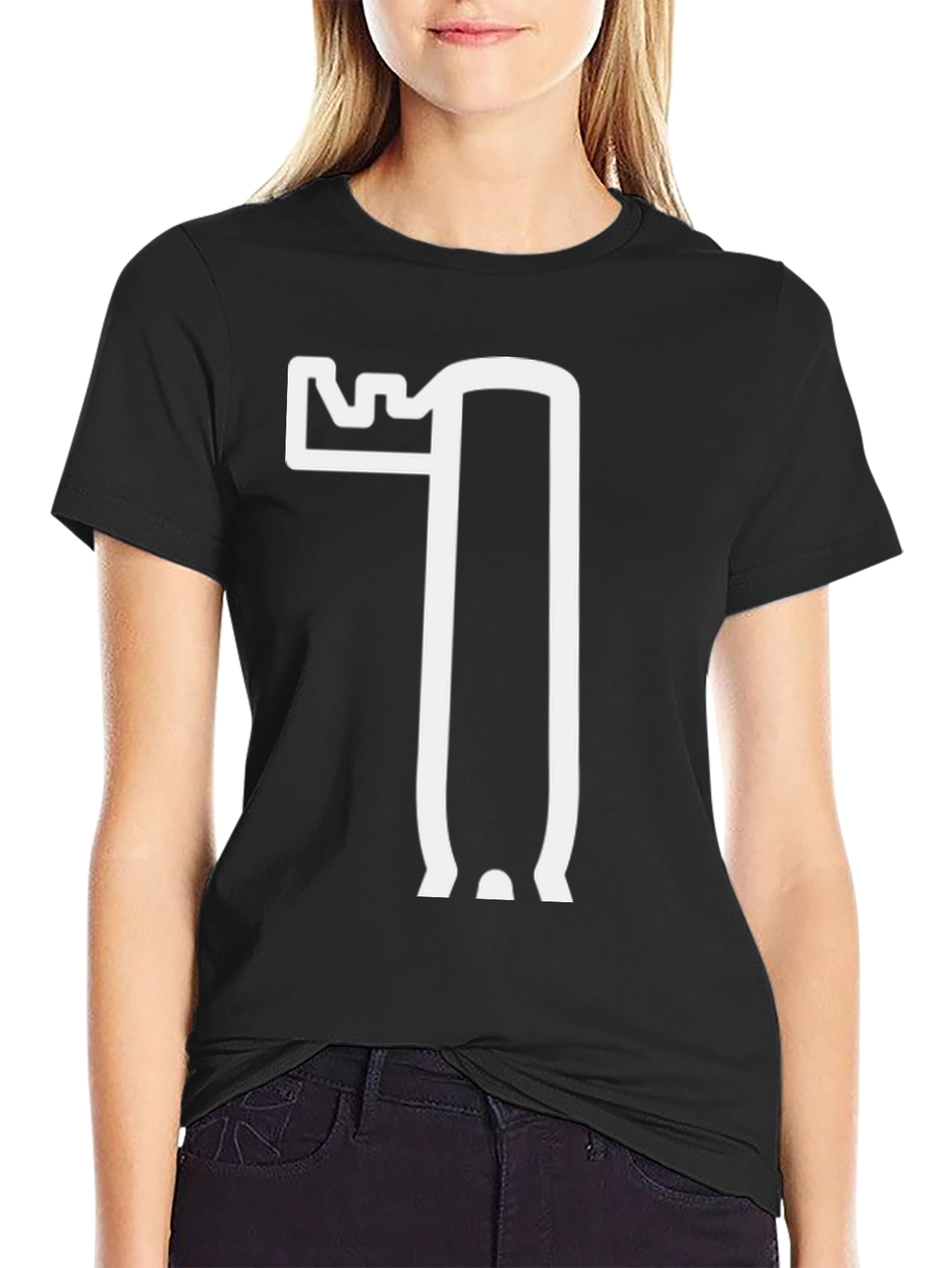 Black Modern Castle Graphic Tee - Black Cotton Blend Shirt view 2