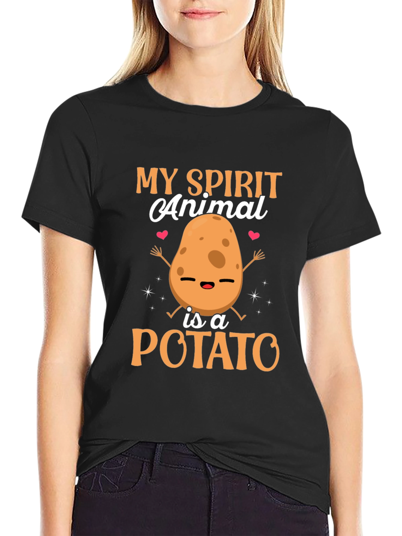 Black My Spirit Animal is a Potato T-Shirt view 2