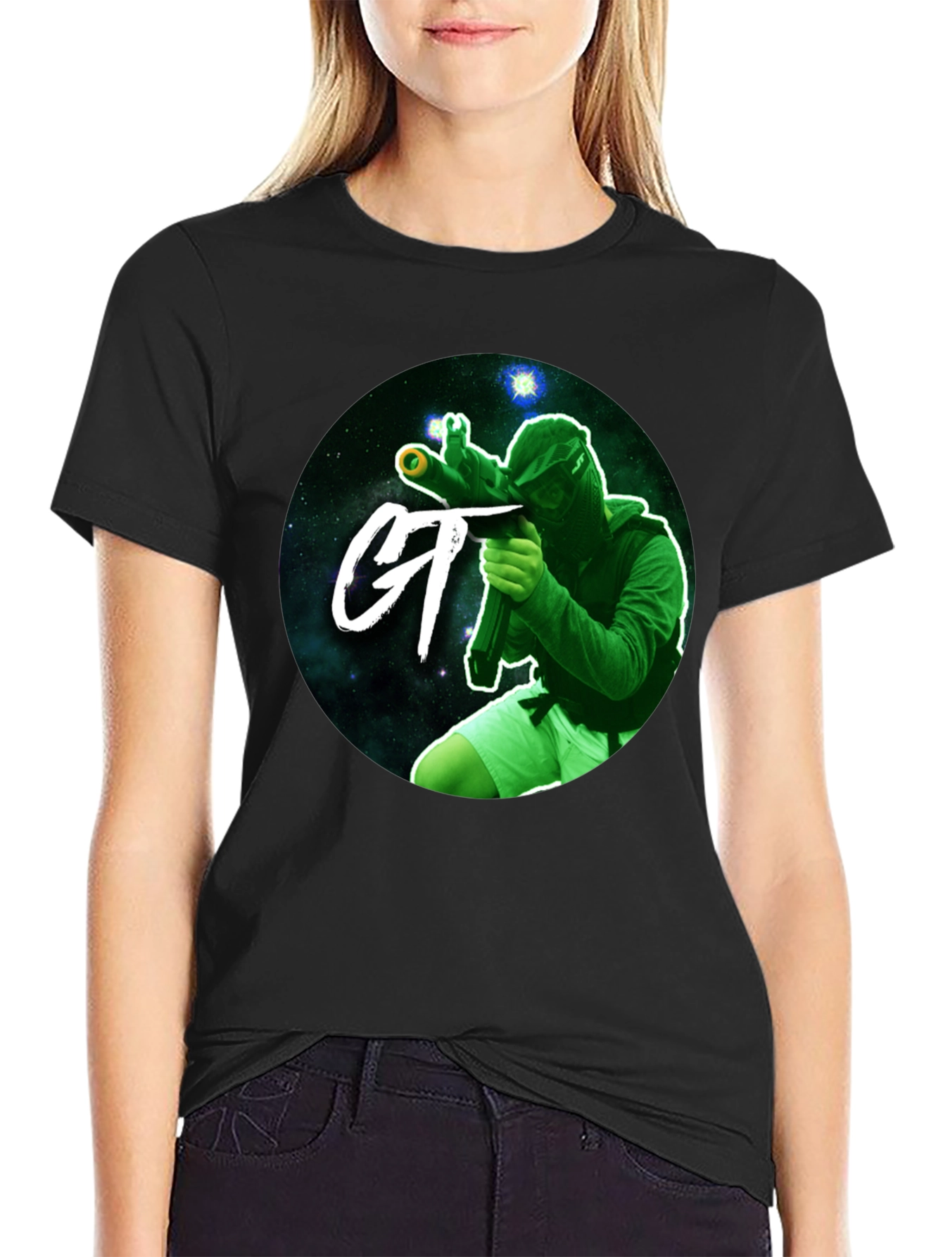 Black Cosmic Paintball T-Shirt - Gamer Tee view 2