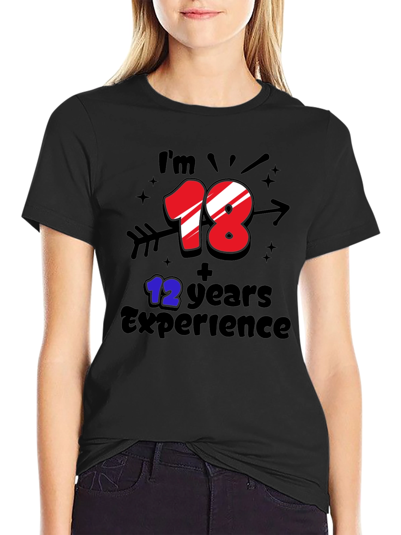Black Funny 30th Birthday T-Shirt: 18+12 Years Experience view 2