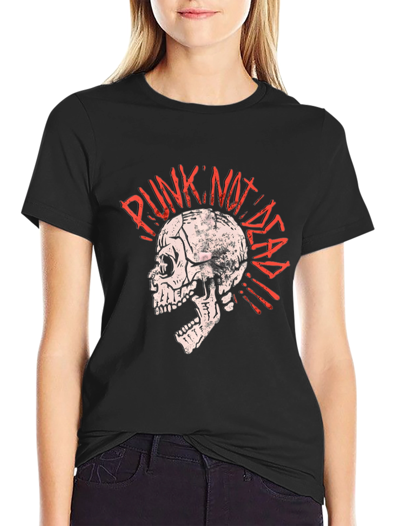 Black Punk Not Dead Skull T-Shirt view 2