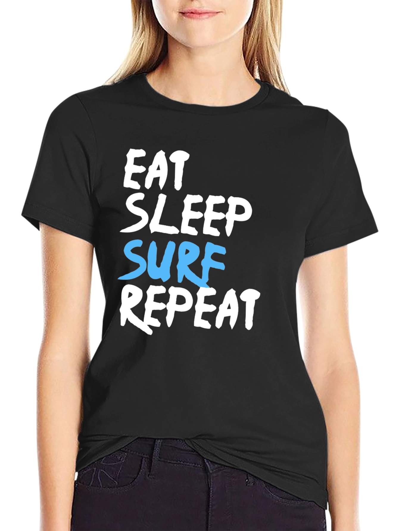 Black Eat Sleep Surf Repeat Graphic T-Shirt view 2
