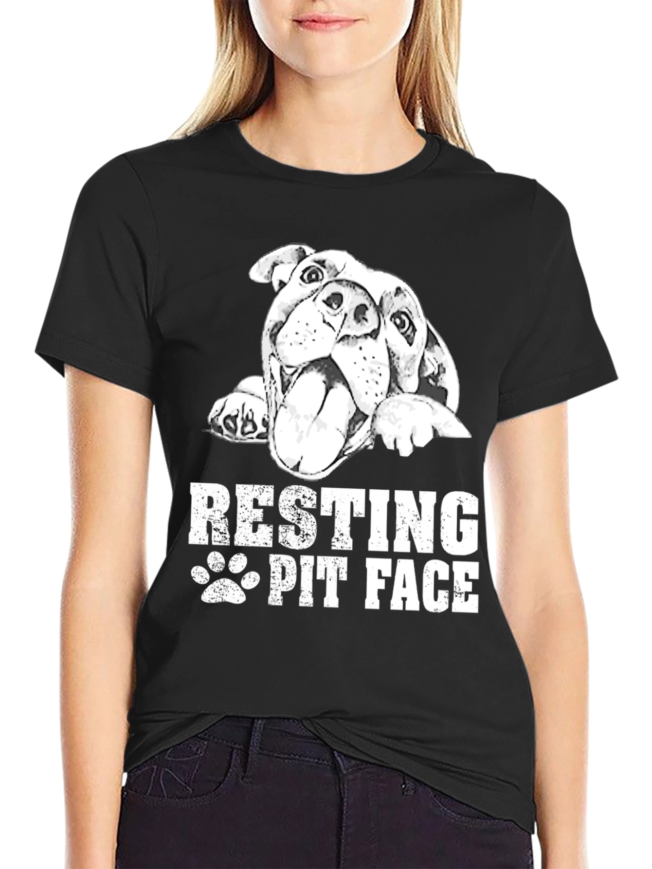 Black Resting Pit Face Black T-Shirt view 2