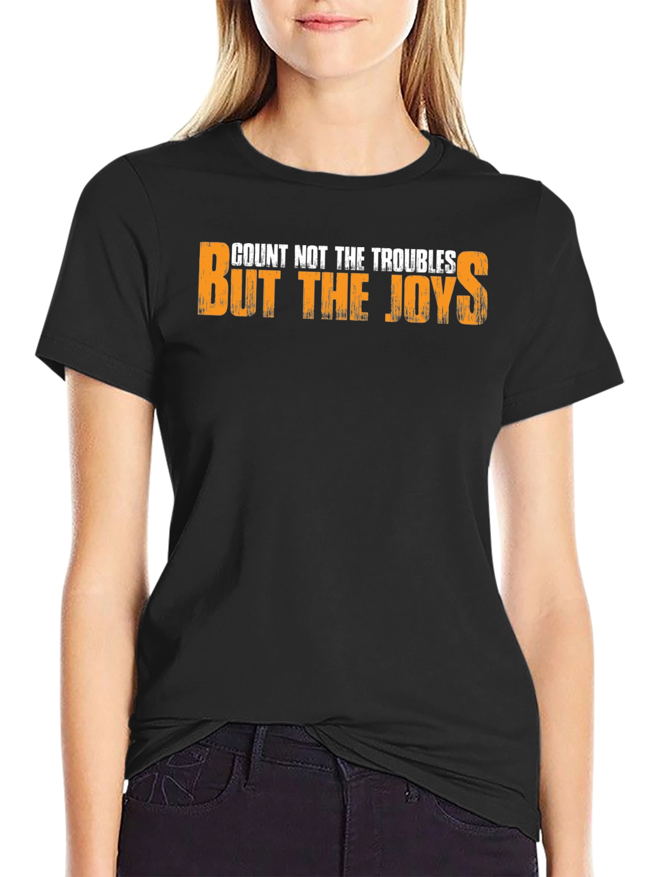 Black Joyful Mindset Graphic Tee - Count Joys, Not Troubles! view 2