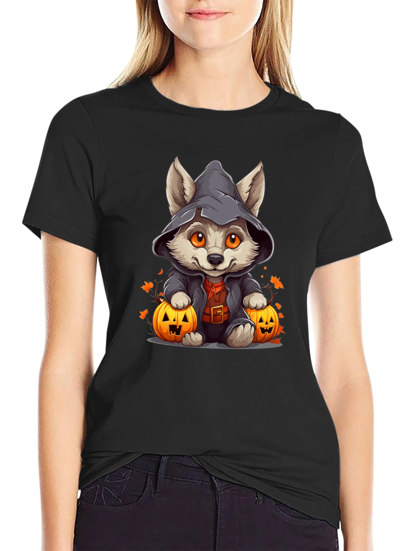 Black Halloween Witch Pup T-Shirt view 2