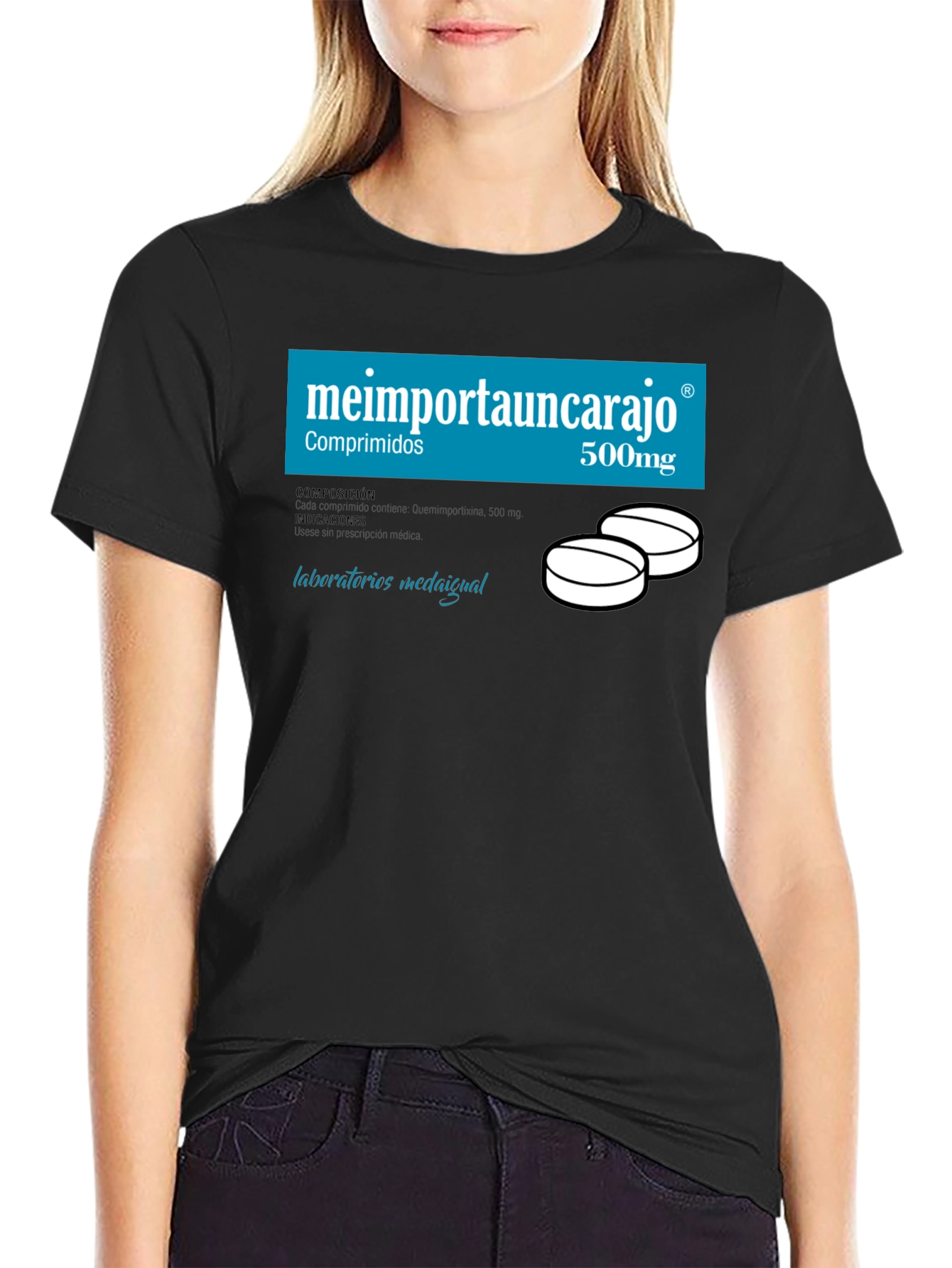 Black Humorous "Me Importa Un Carajo" T-Shirt view 2