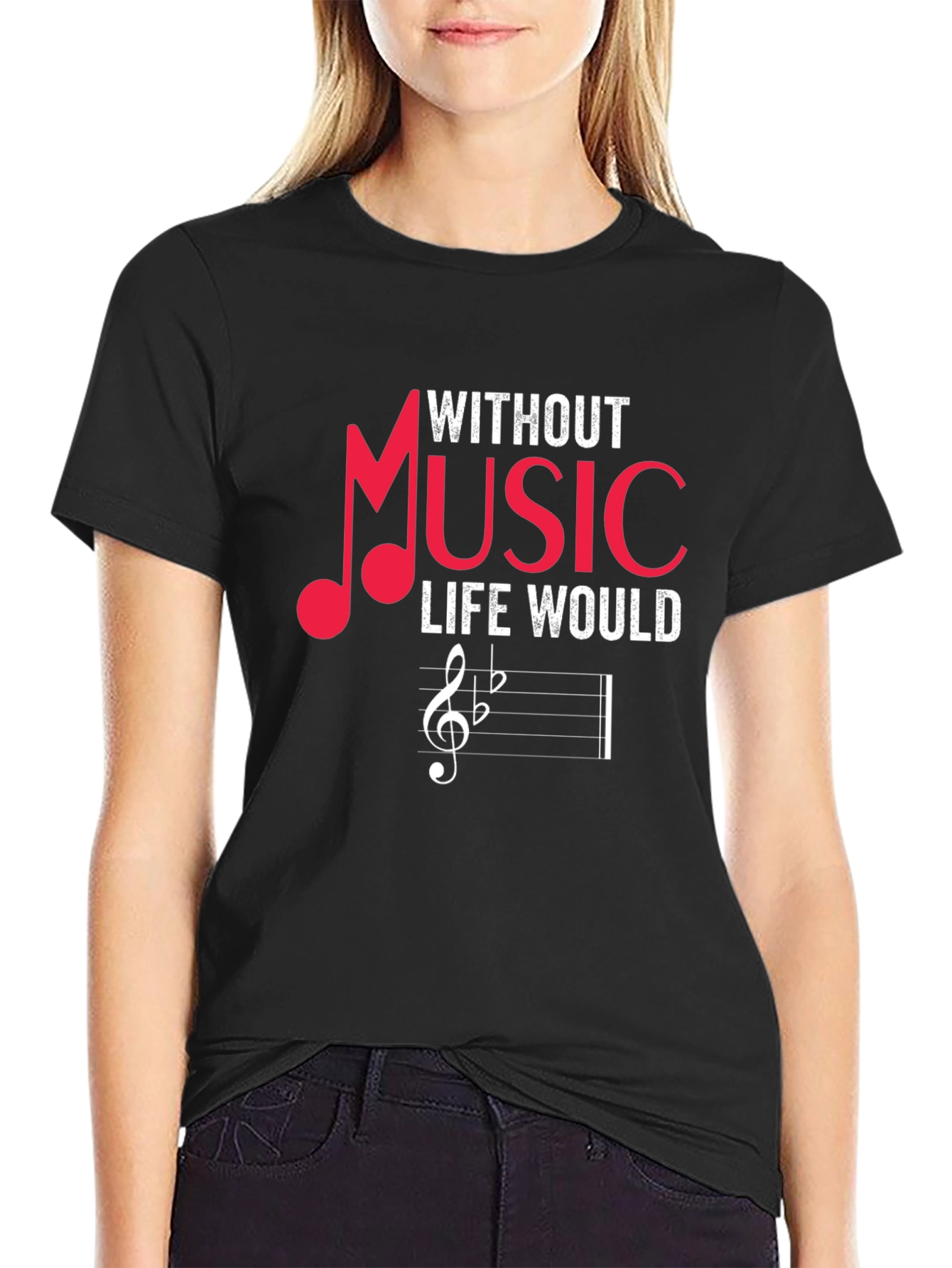 Black Music Lover Graphic Tee - Without Music Life Would... view 2