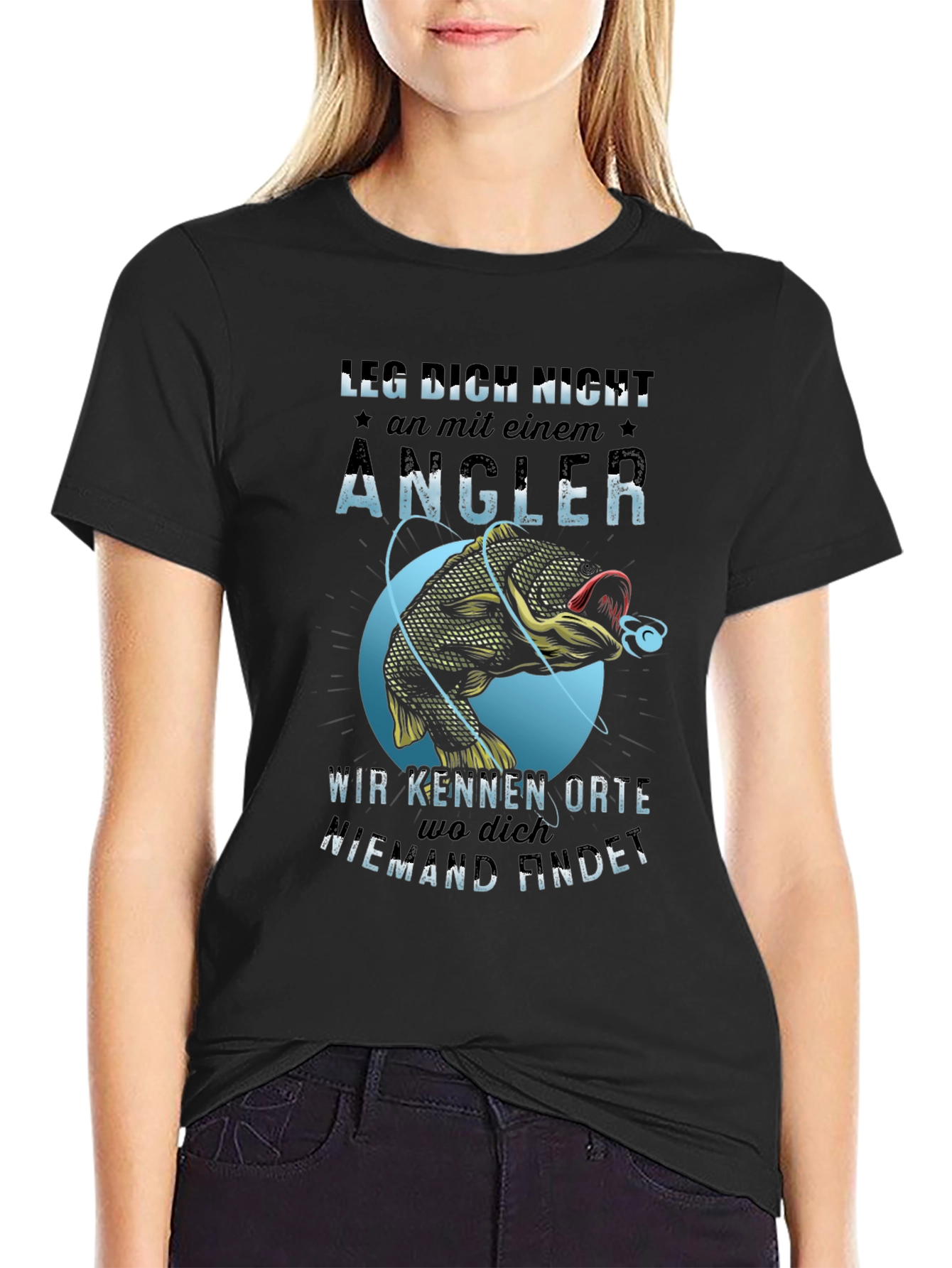 Black Angler Graphic Tee - Fishing Lover's Shirt view 2