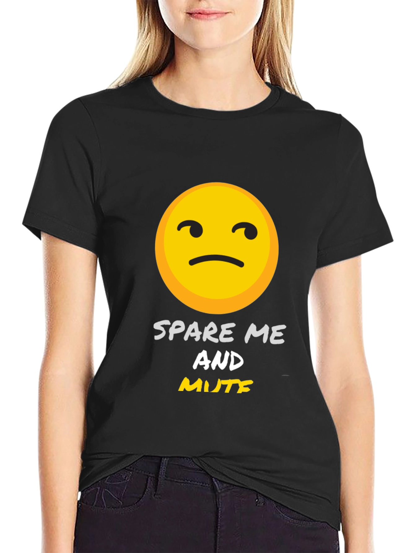 Black Spare Me and Mute Graphic T-Shirt view 2