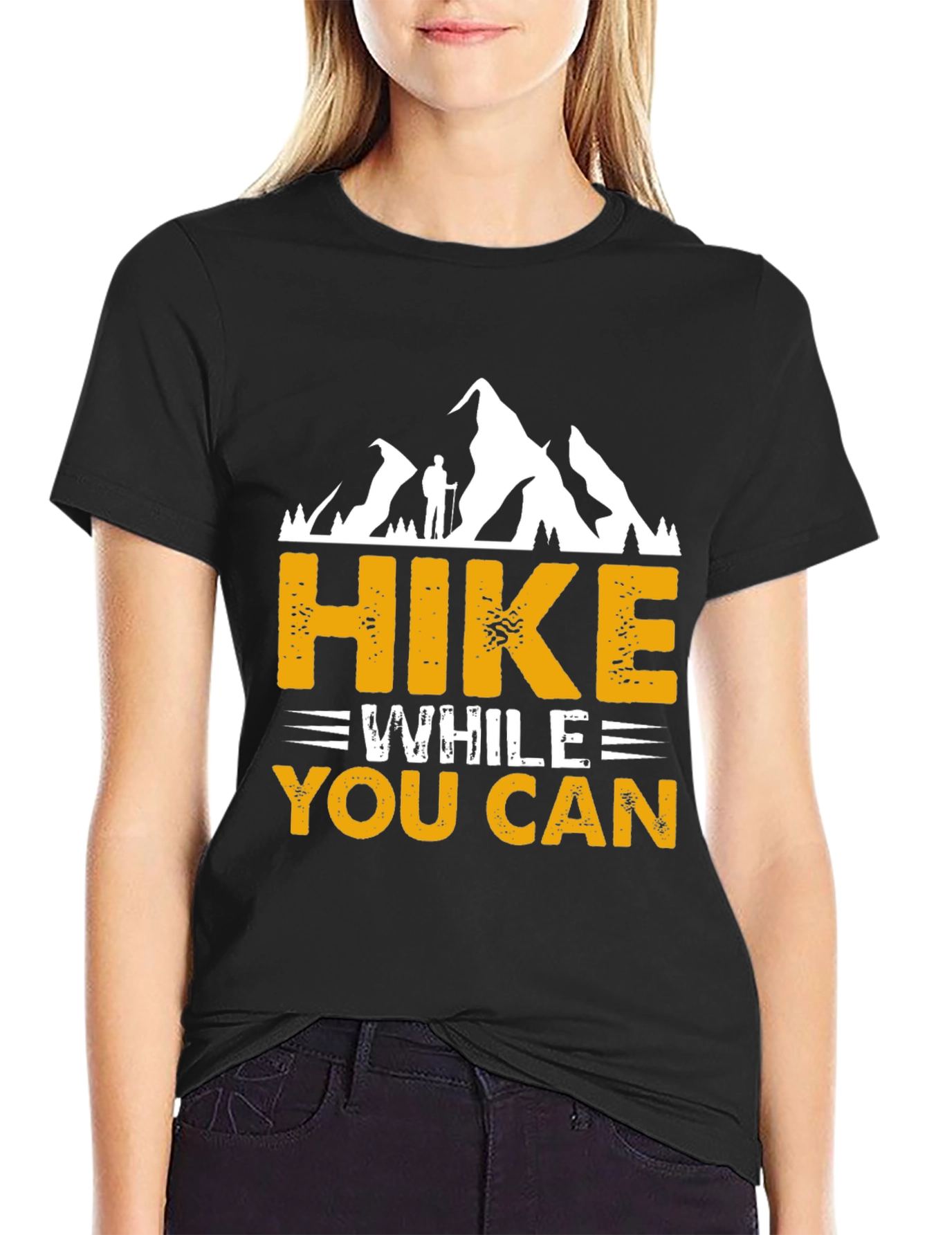 Black Hike While You Can Graphic Tee view 2