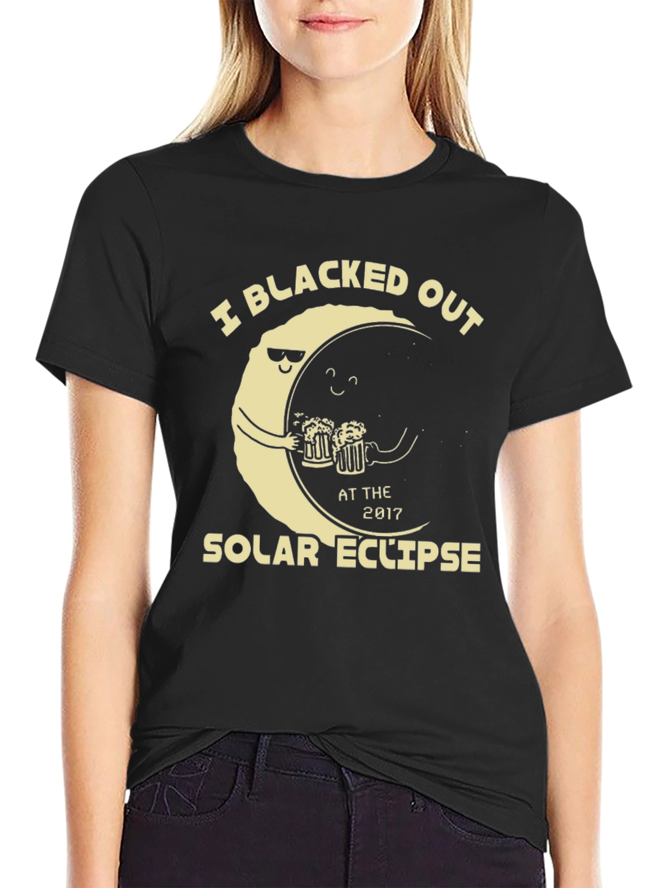 Black Blacked Out Solar Eclipse T-Shirt Funny Drinking Tee view 2
