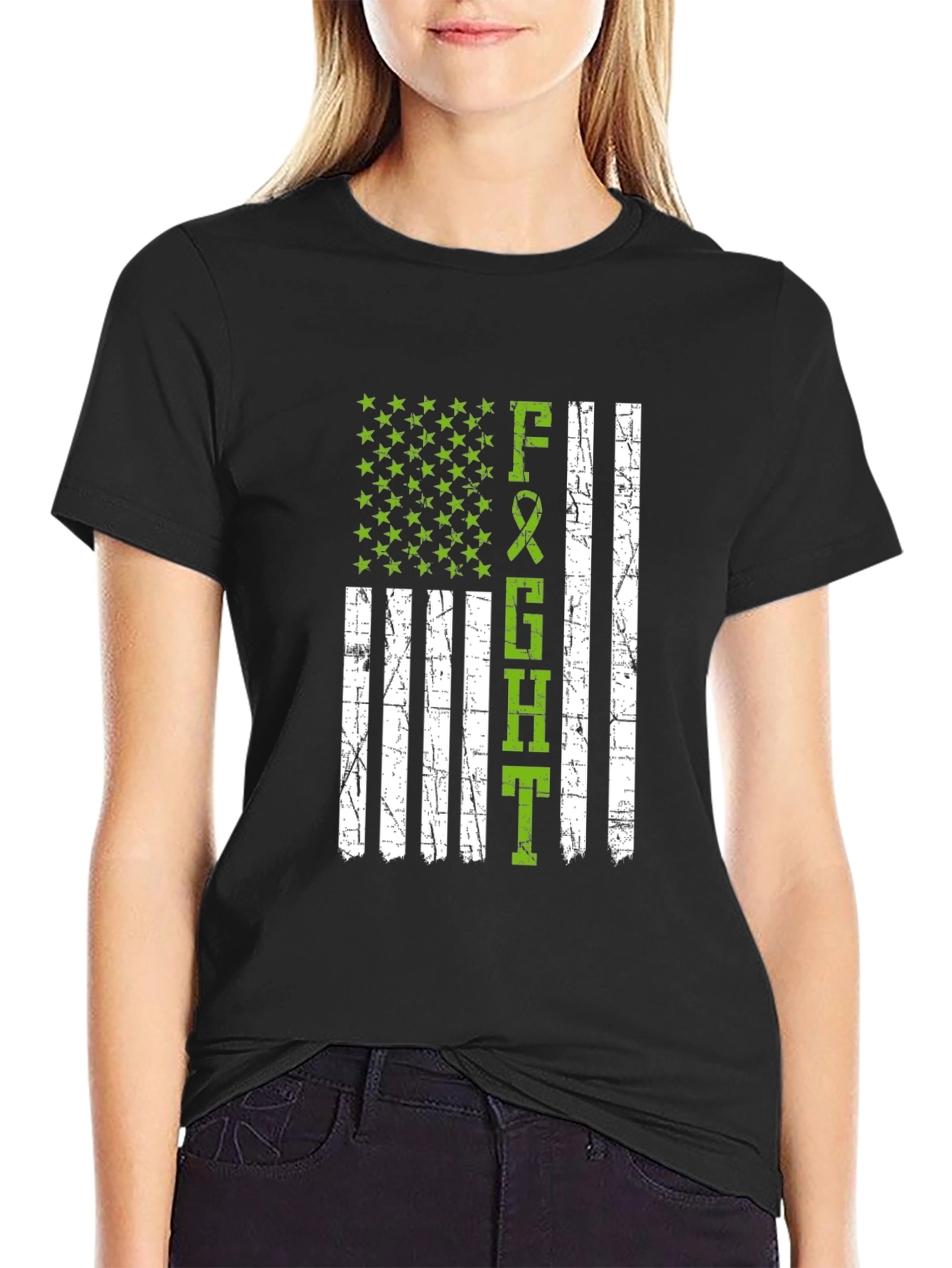 Black Fight T-Shirt - American Flag Style view 2
