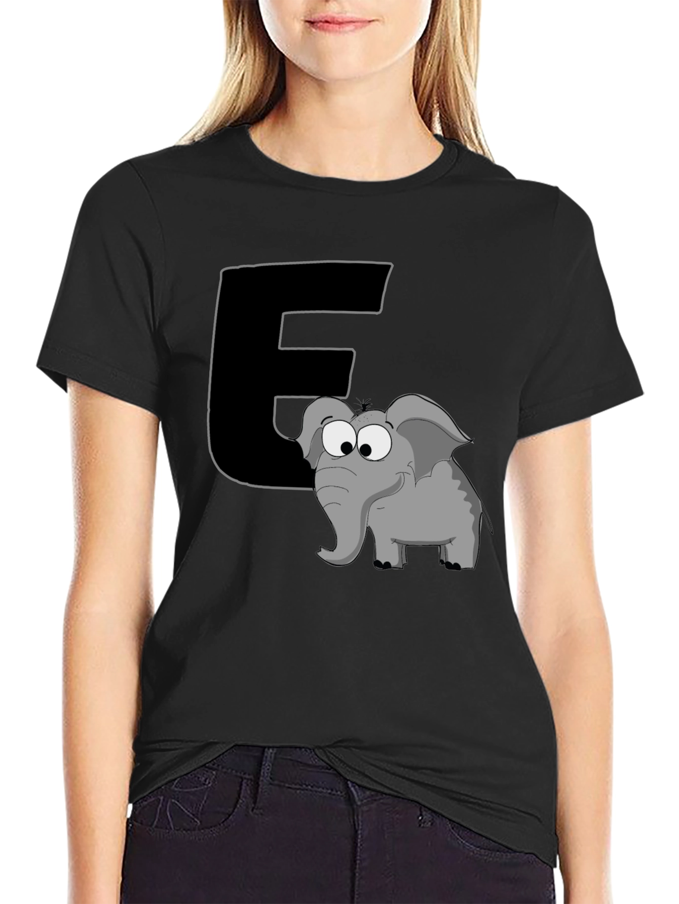 Black Elephant 'E' T-Shirt view 2