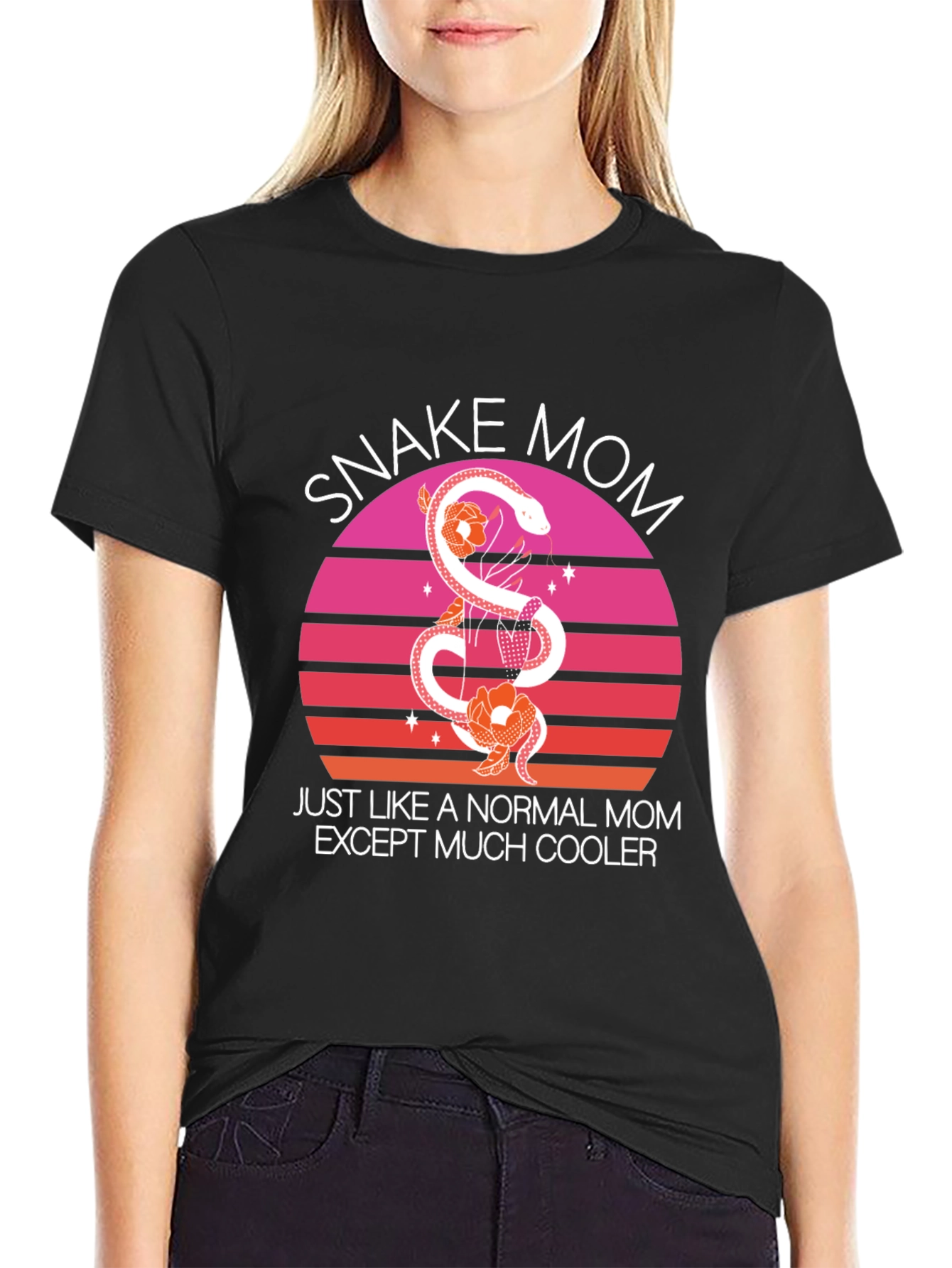 Black Snake Mom Graphic Tee - Unique Reptile Lover Gift view 2